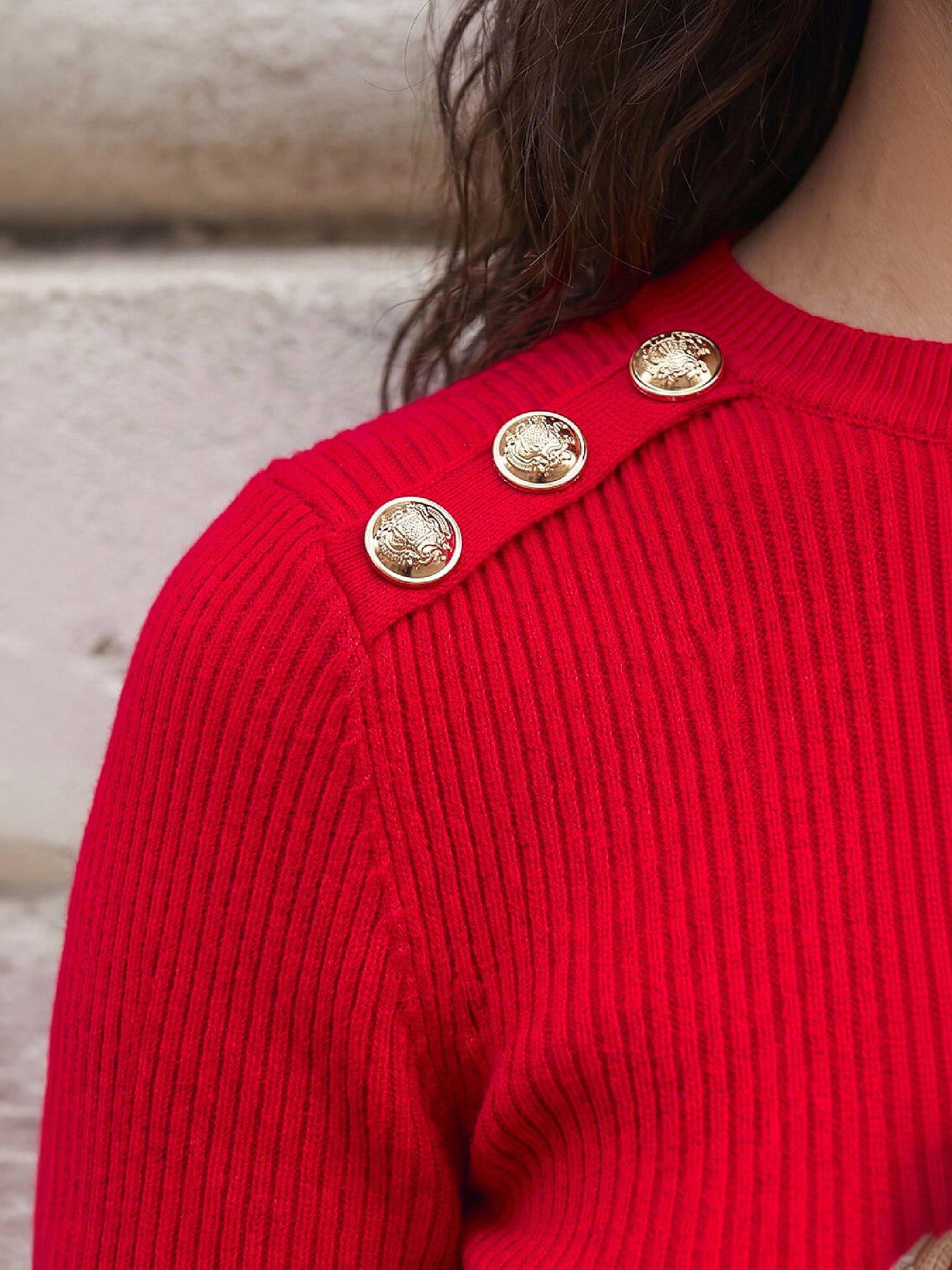 Image 4 of 4 of Roman Button Detail Knit Jumper