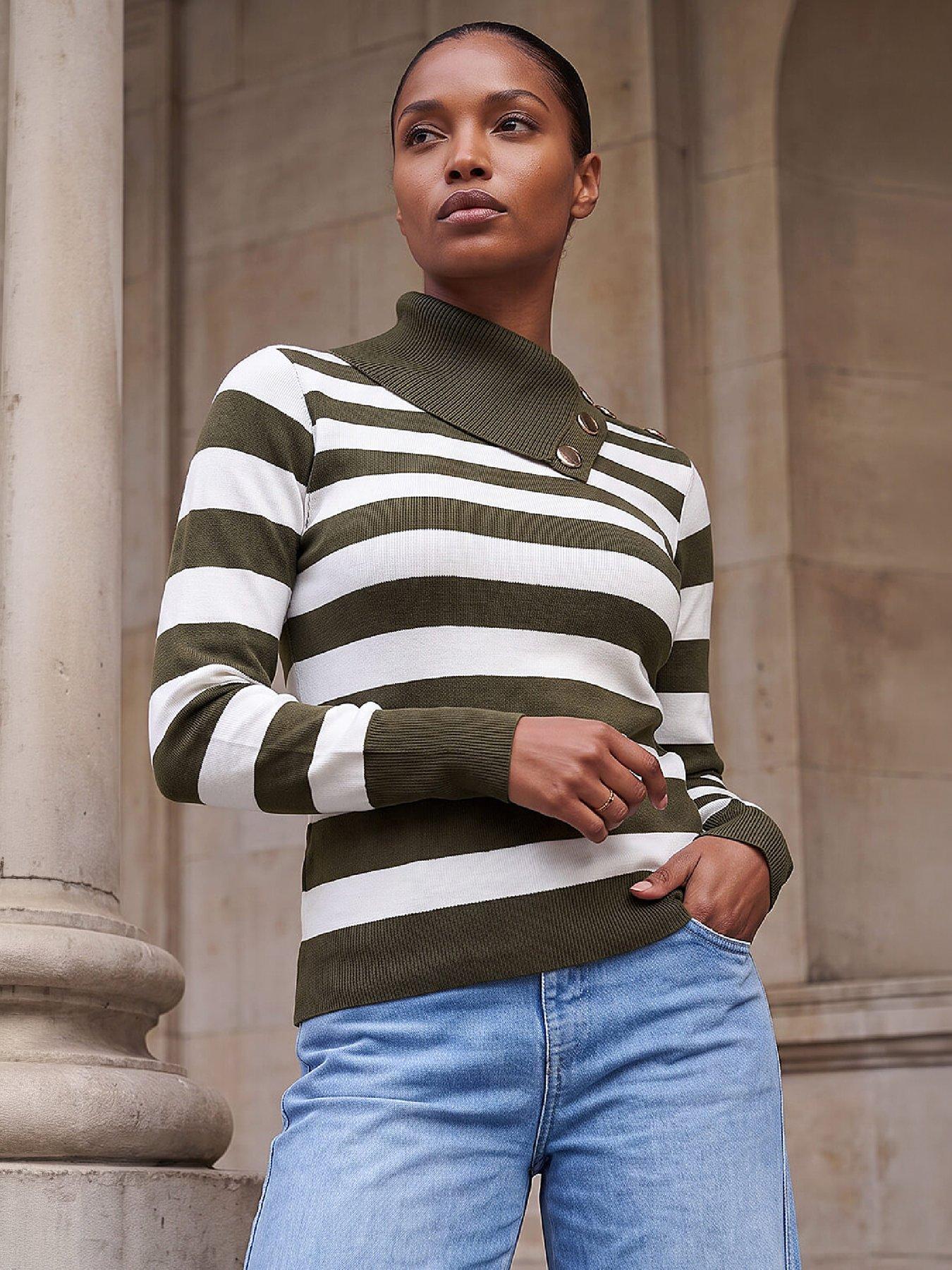 Image 1 of 4 of Roman Button Stripe Knit Jumper