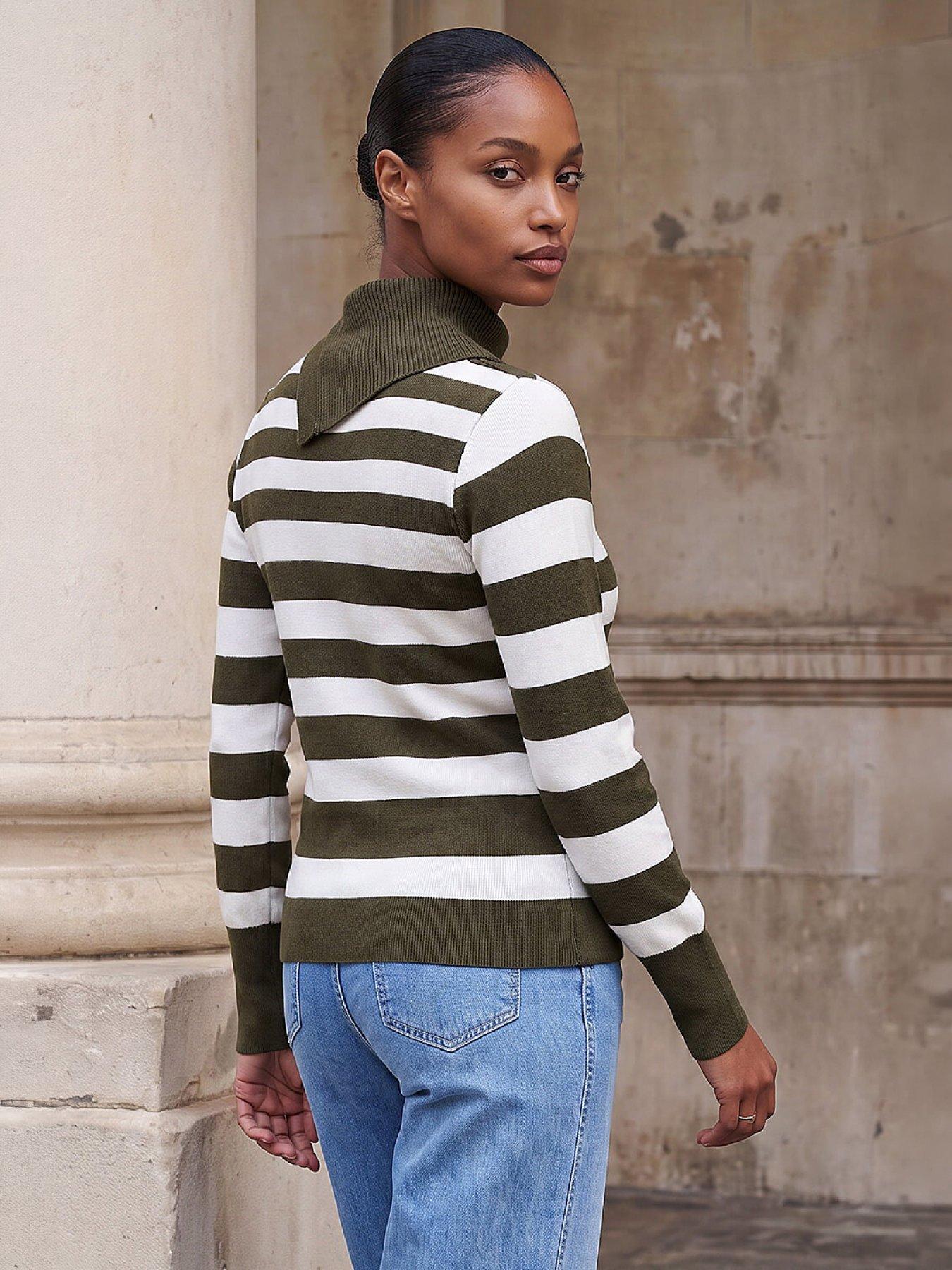 Image 2 of 4 of Roman Button Stripe Knit Jumper