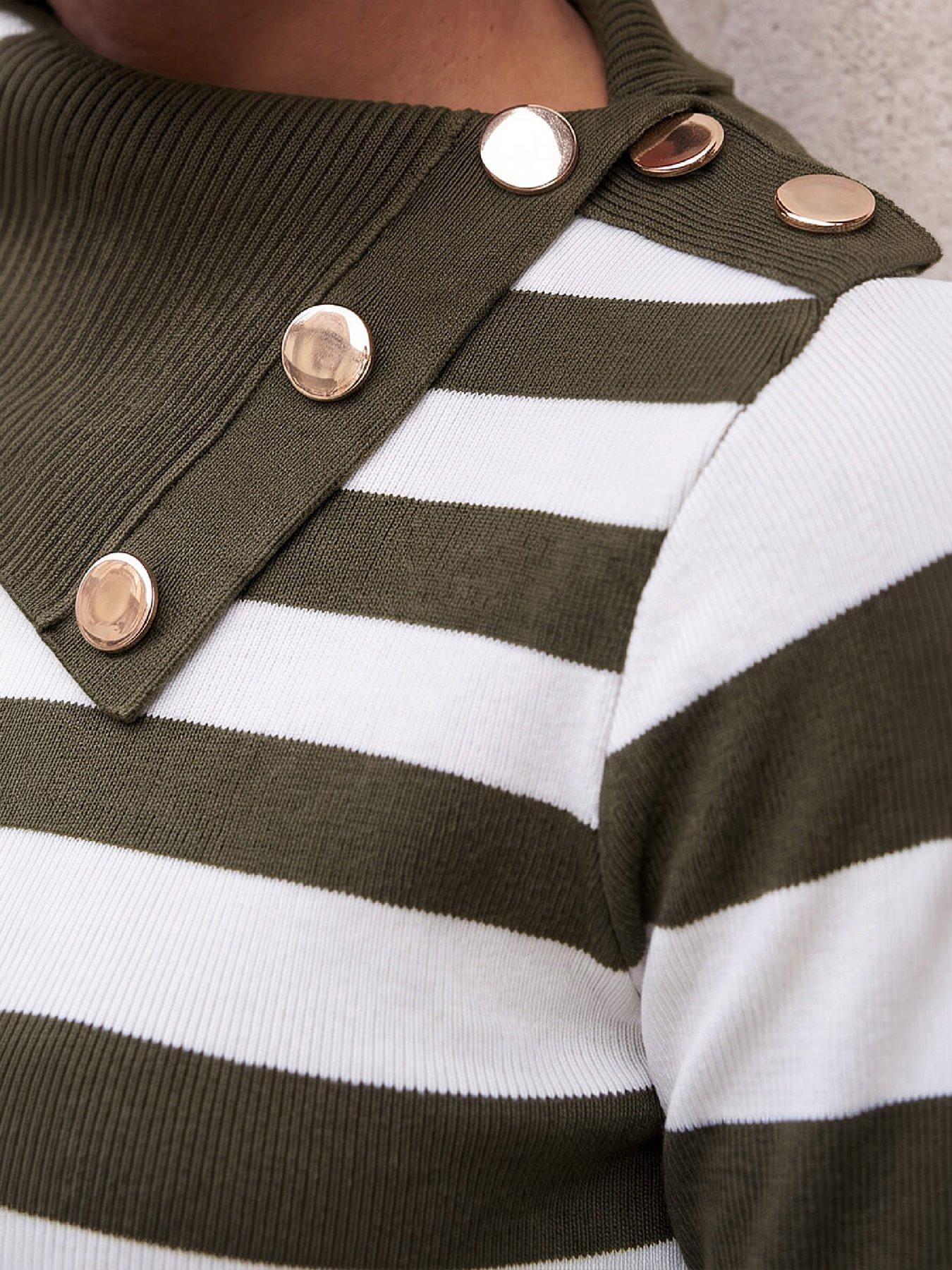 Image 4 of 4 of Roman Button Stripe Knit Jumper