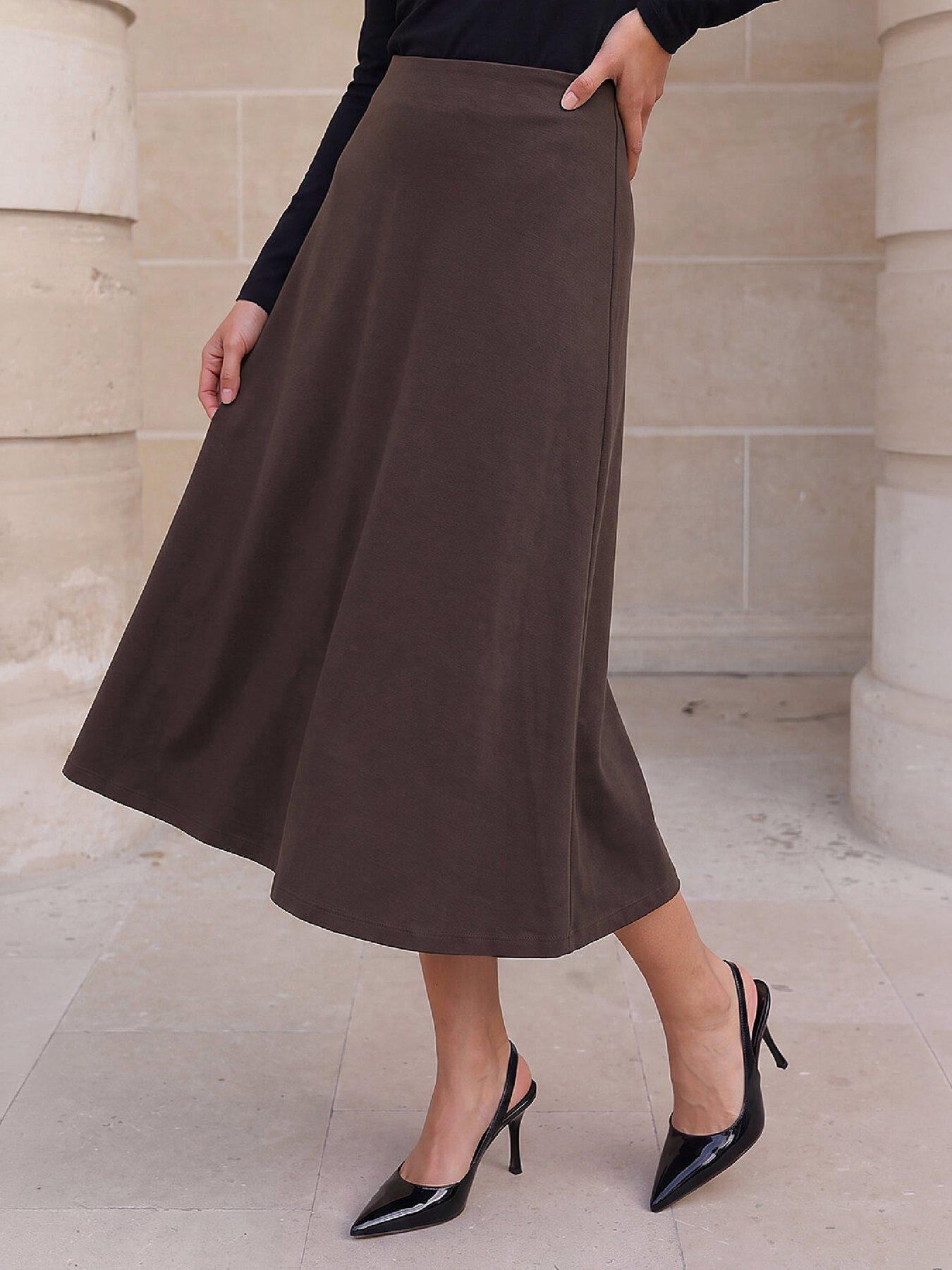 Roman Petite Ponte Midi Skirt