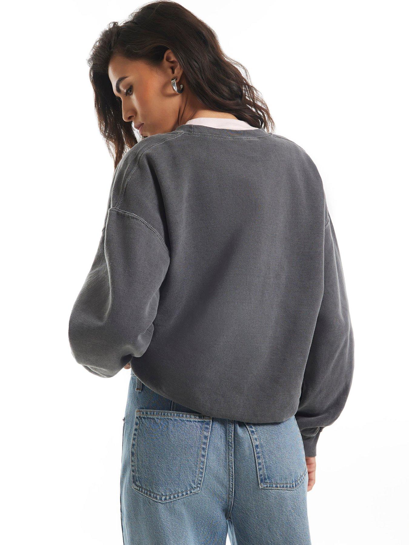Image 2 of 6 of River Island Womens Hotfix Graphic Long Sleeve Sweatshirt - Grey
