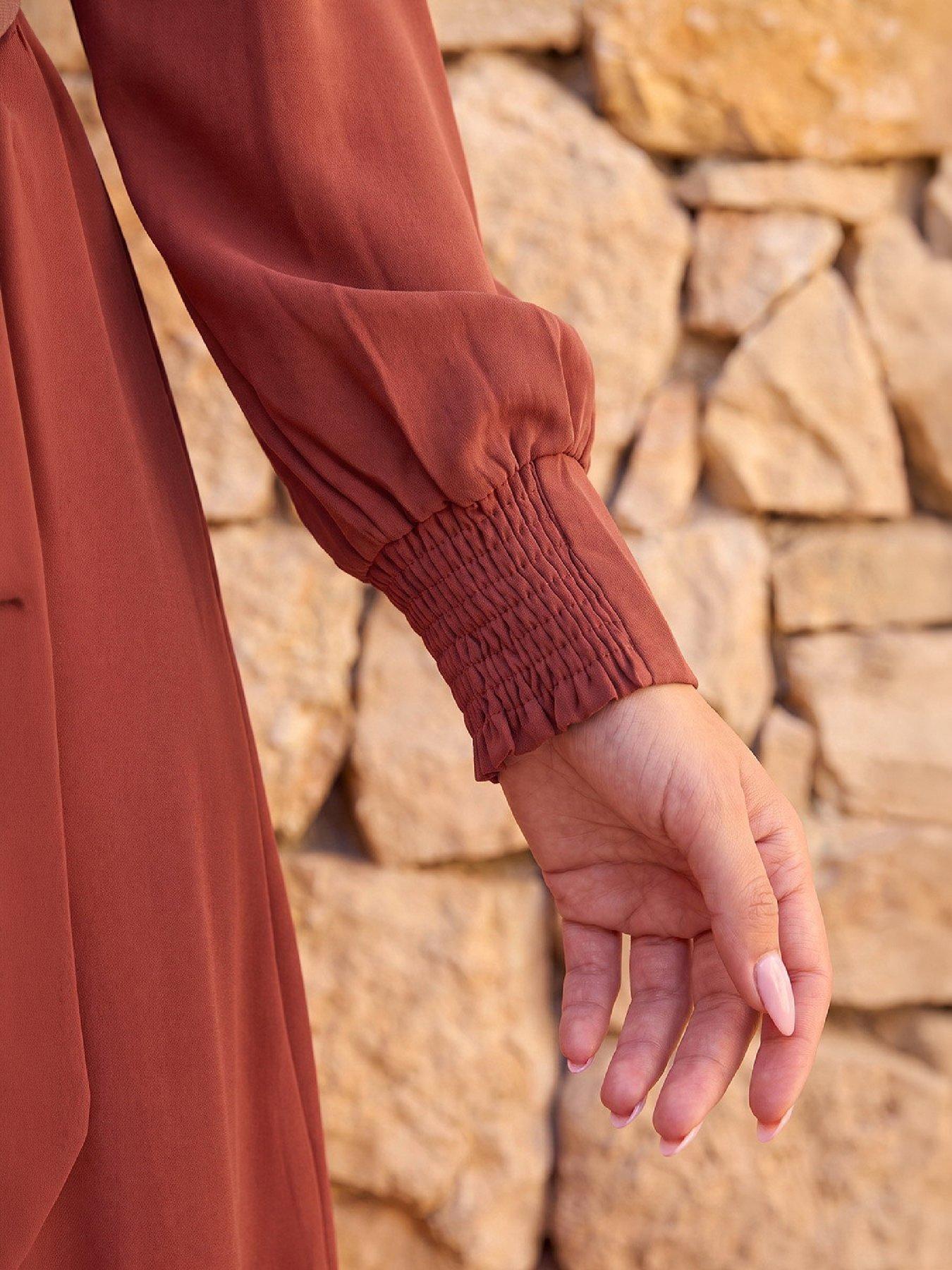 Image 4 of 4 of Roman Tie Waist Buttoned Shirt Dress