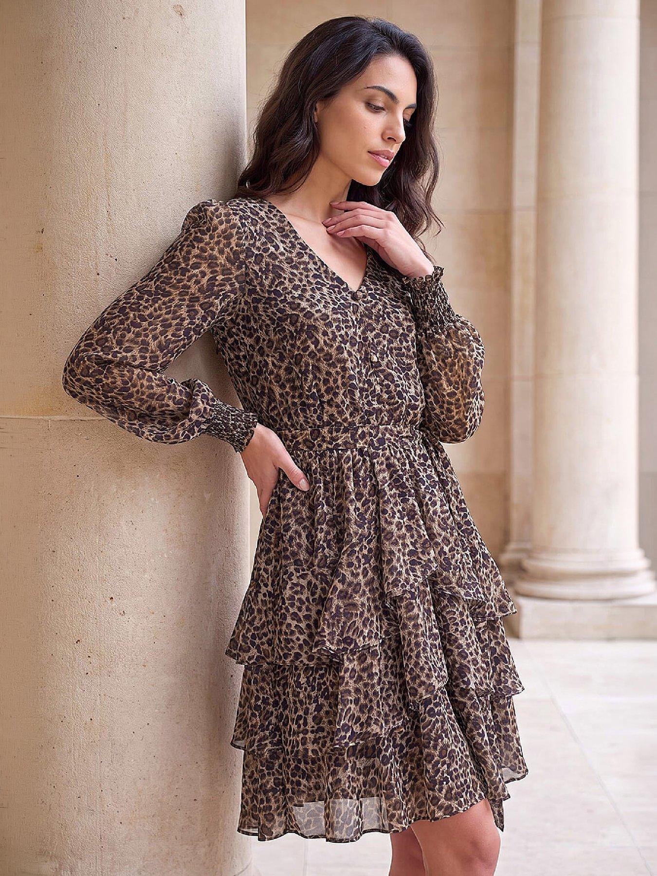 Roman Animal Tie Waist Dresss