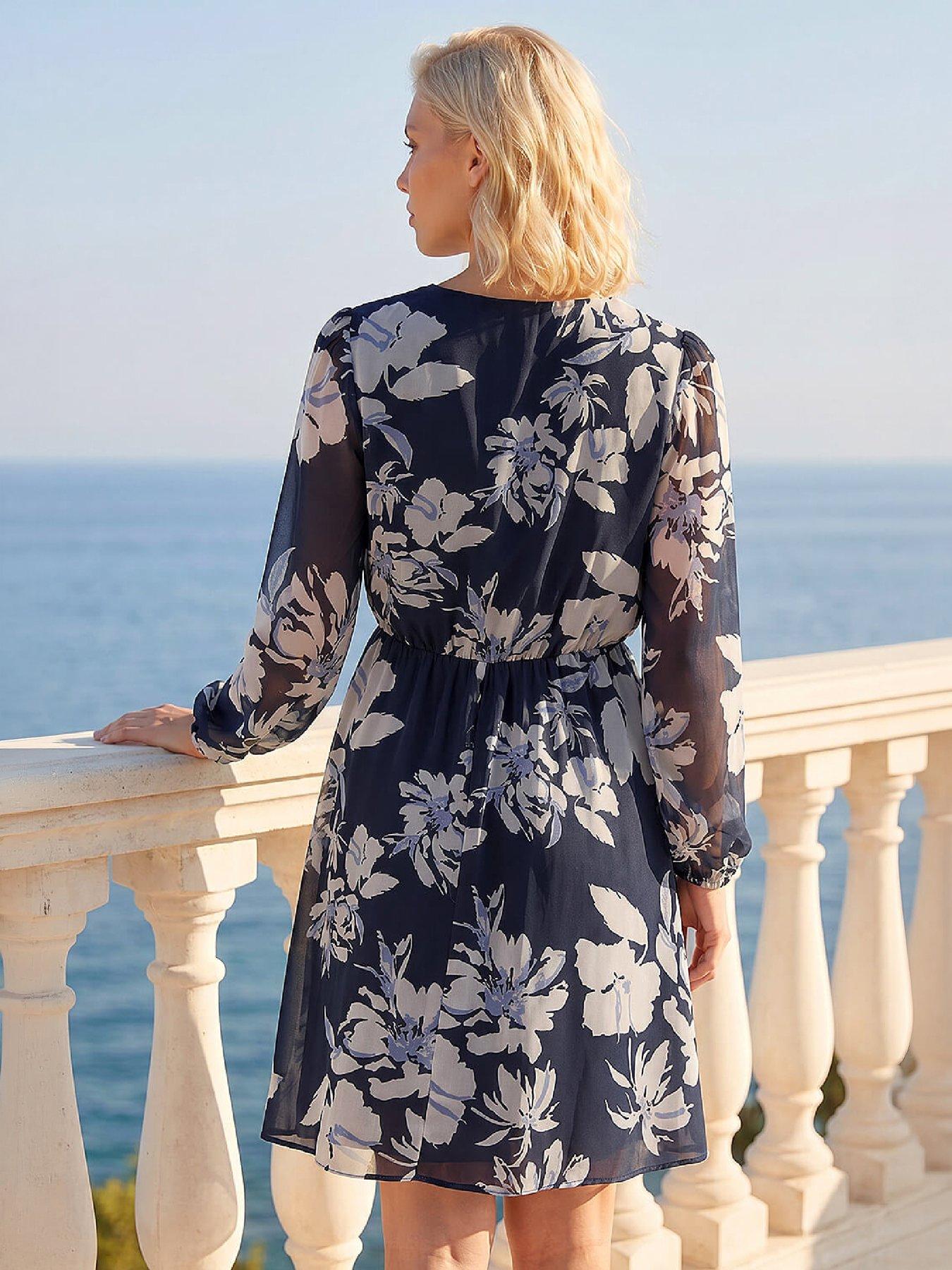 Image 2 of 4 of Roman Petite Floral Wrap Dress