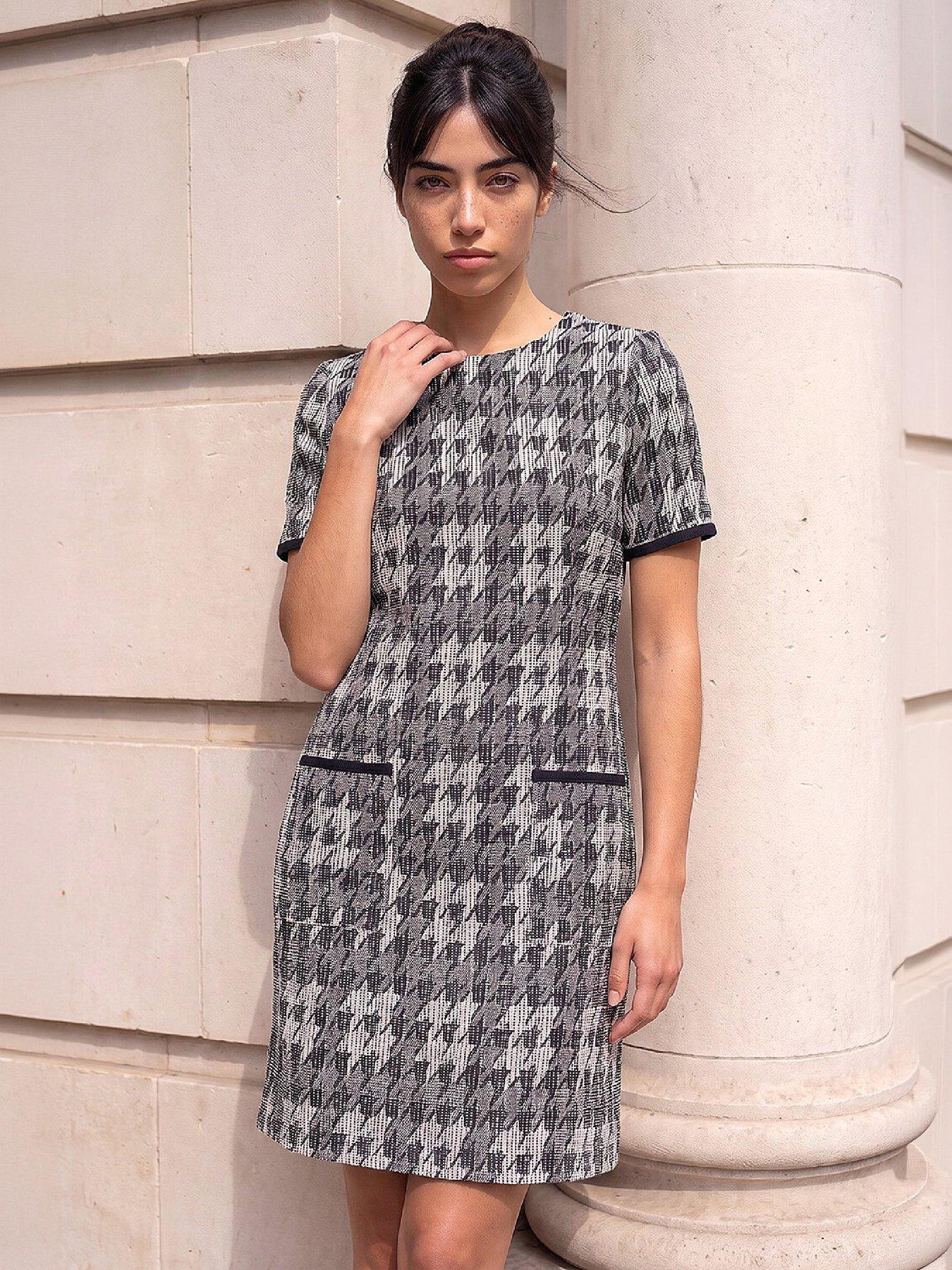 Roman Petite Houndstooth Dress