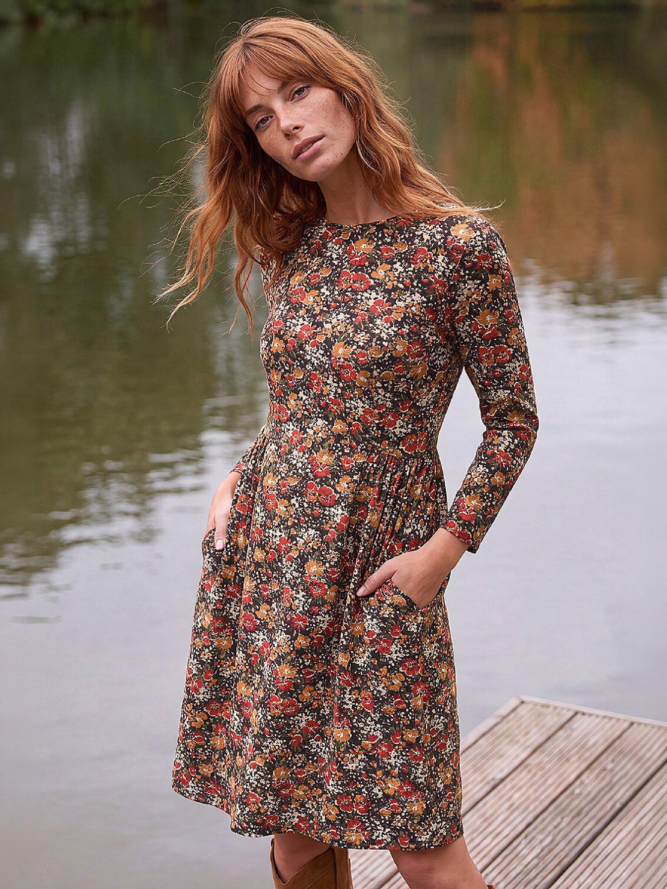 Roman Floral Side Ruched Dress
