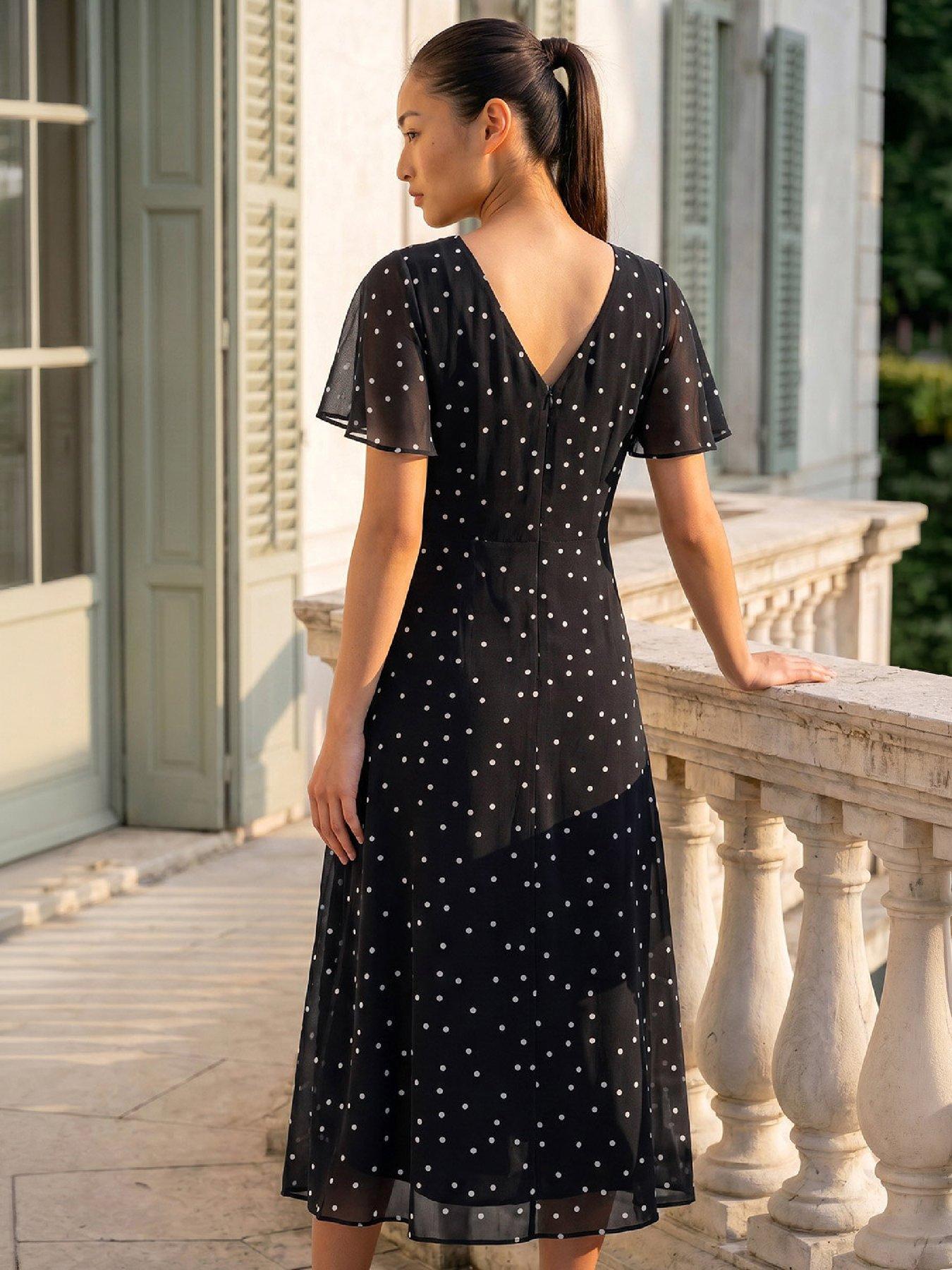 Image 2 of 4 of Roman Petite Spot Dot Chiffon Dress