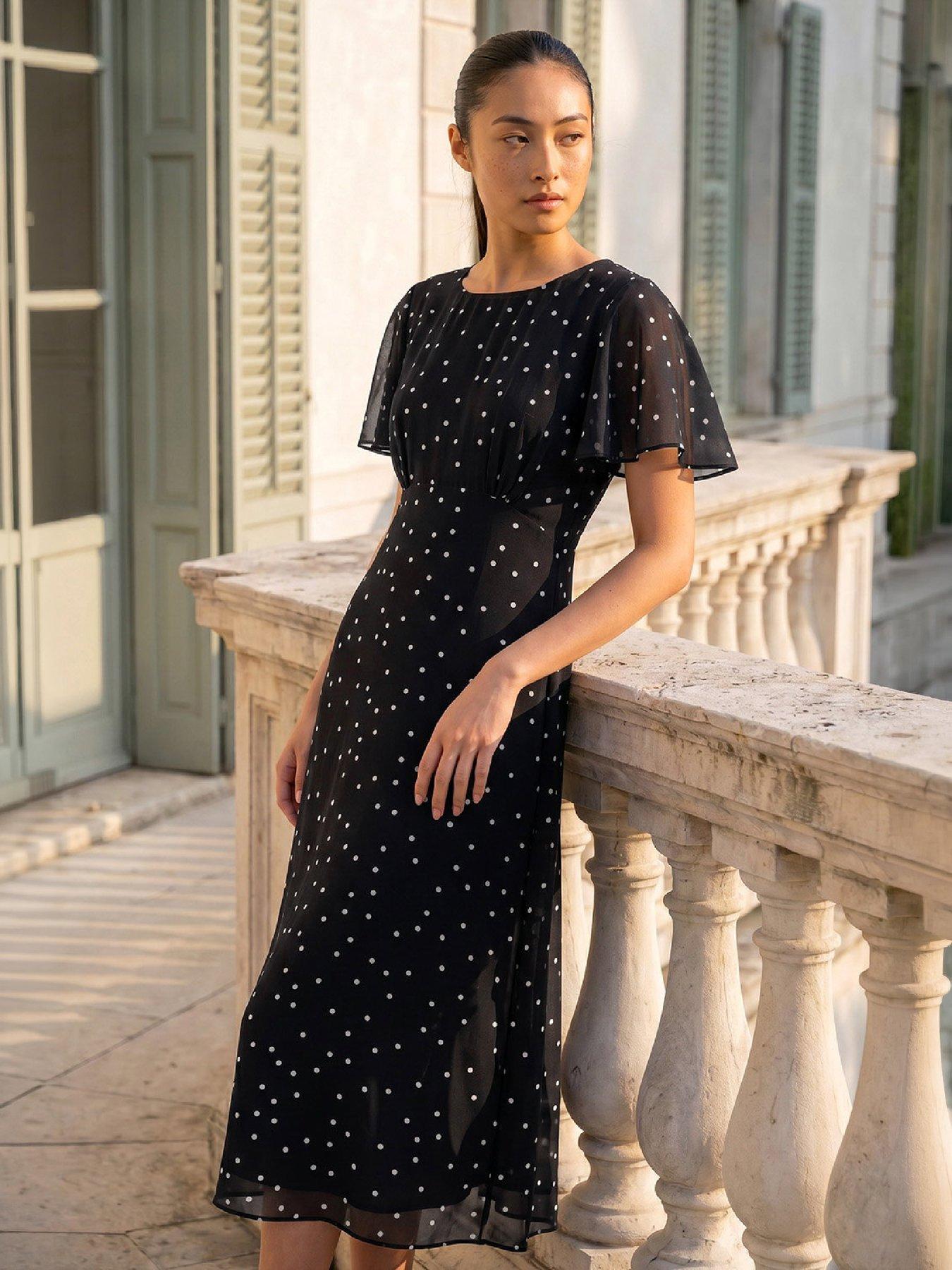 Image 3 of 4 of Roman Petite Spot Dot Chiffon Dress
