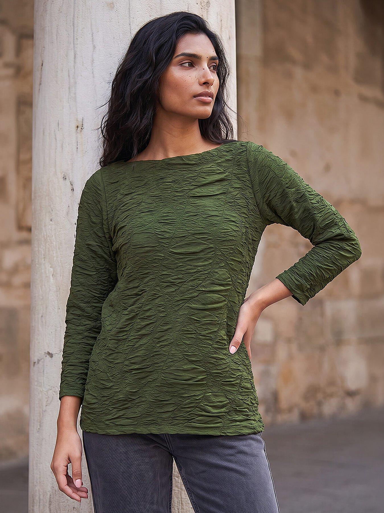 Image 1 of 4 of Roman Textured Slash Neck Top