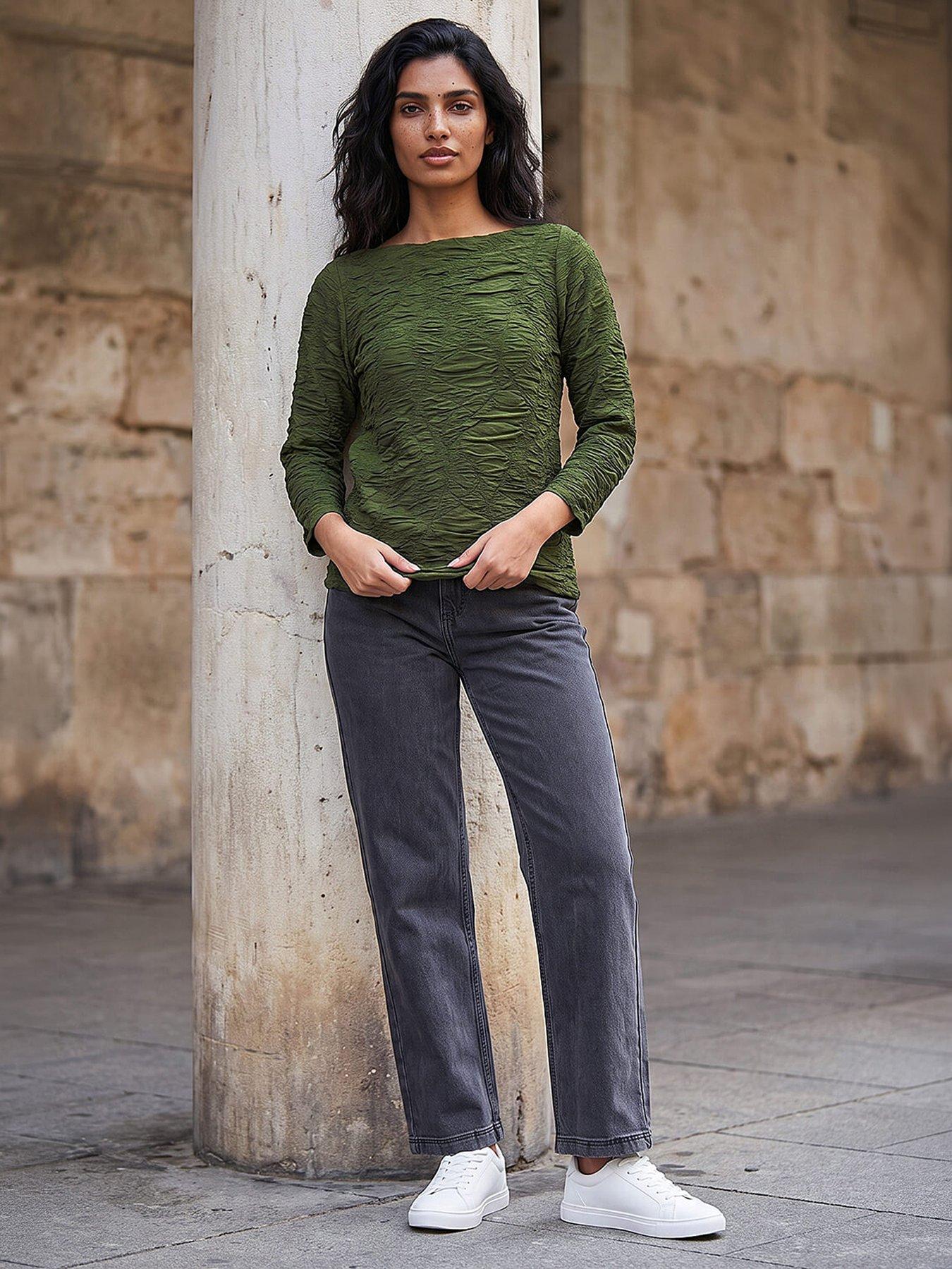 Image 3 of 4 of Roman Textured Slash Neck Top