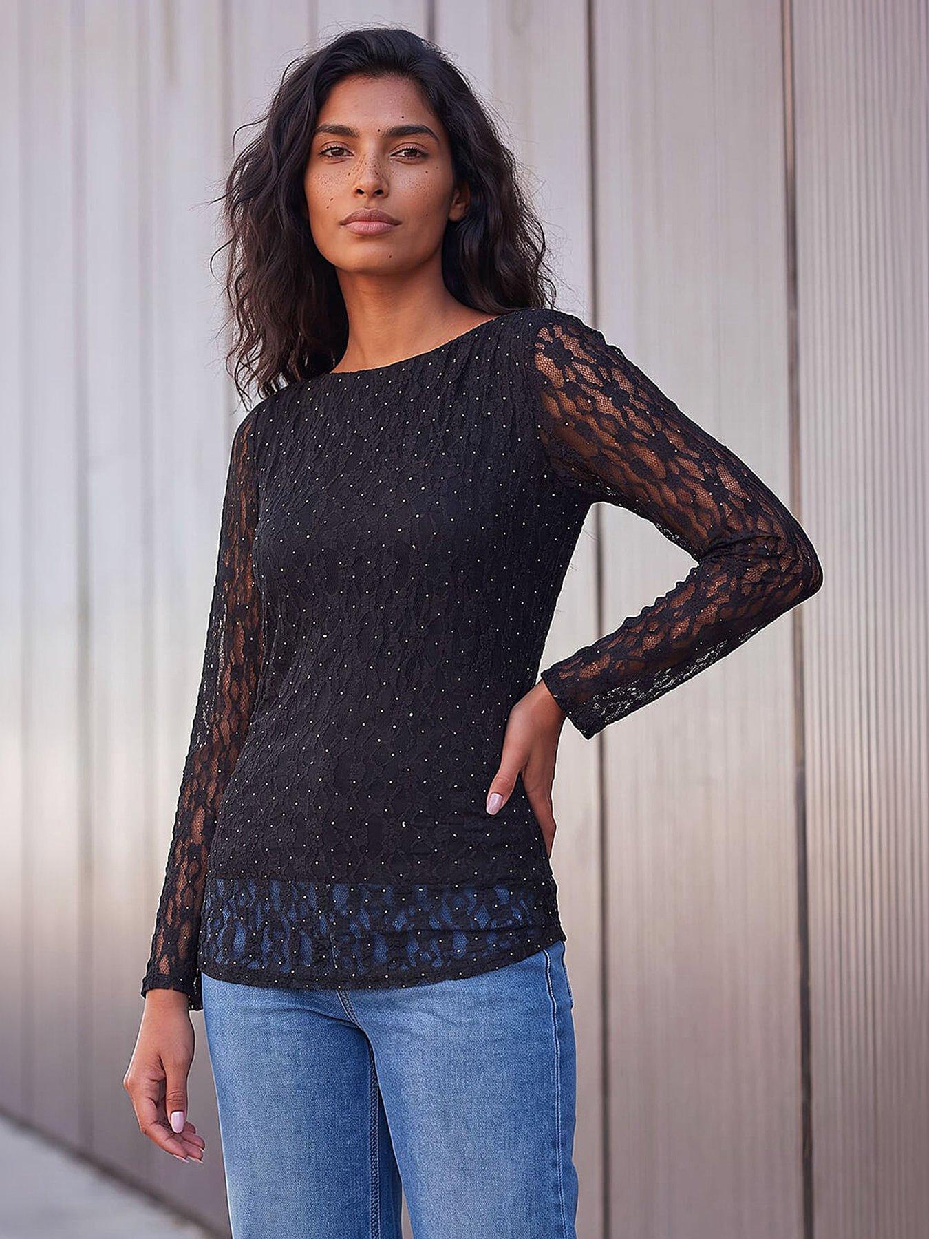 Roman Stud Lace Ruched Top