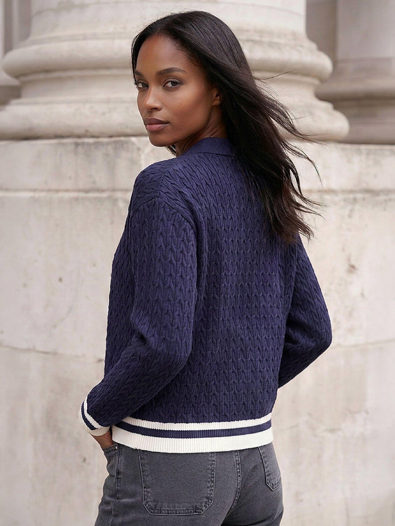 Image 4 of 4 of Roman Cable Collared Knit Cardigan