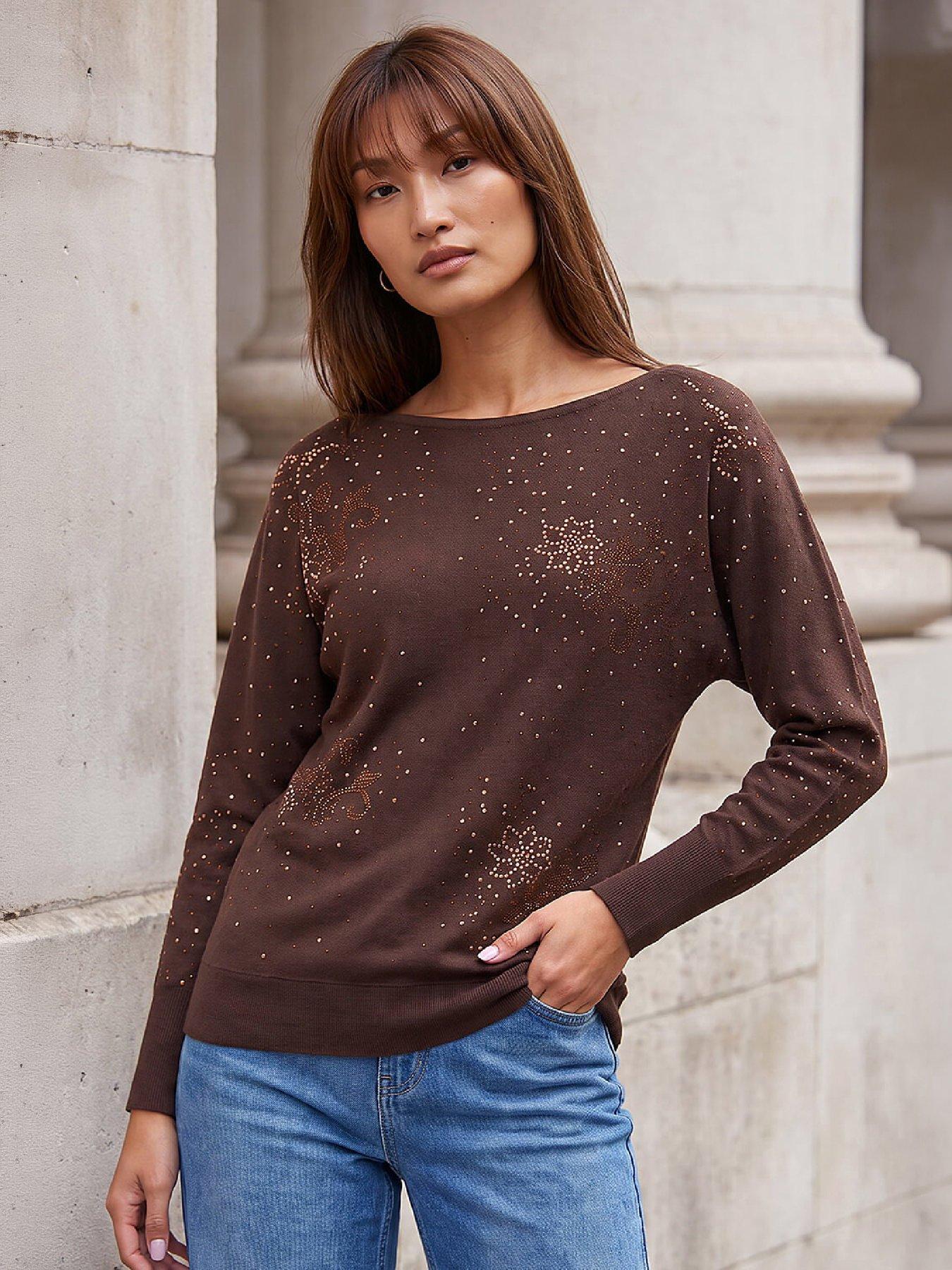 Image 1 of 4 of Roman Floral Sparkle Hotfix Knit Jumper