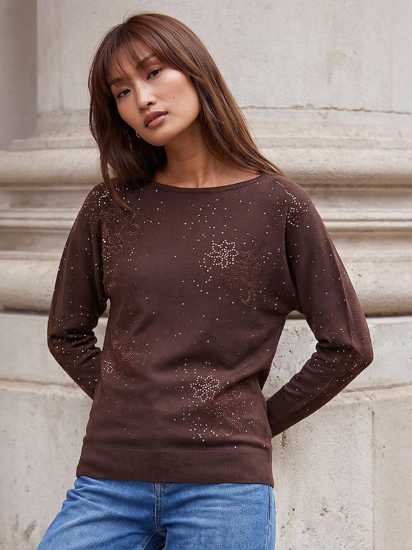 Image 3 of 4 of Roman Floral Sparkle Hotfix Knit Jumper