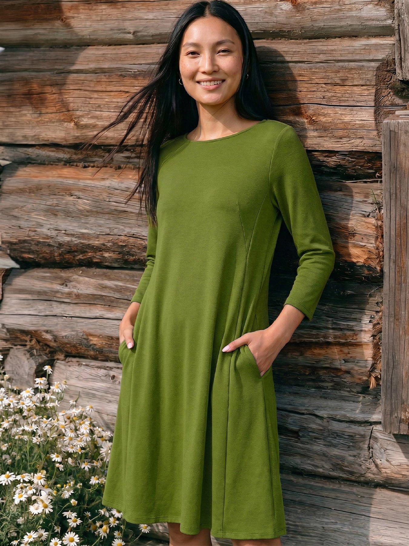 Image 1 of 4 of Roman A-Line Pocket Stretch Swing Dress