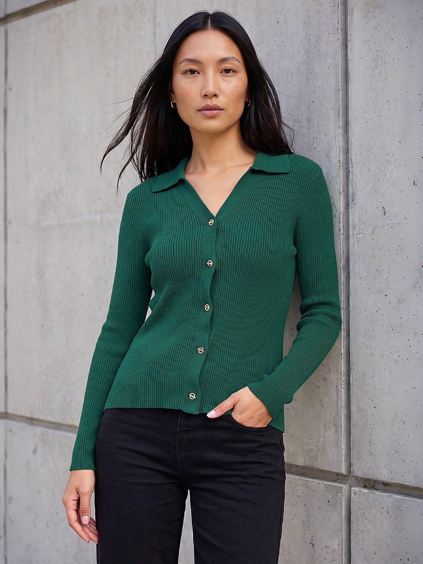 Image 1 of 4 of Roman Buttoned Ribbed Henley Style Knit