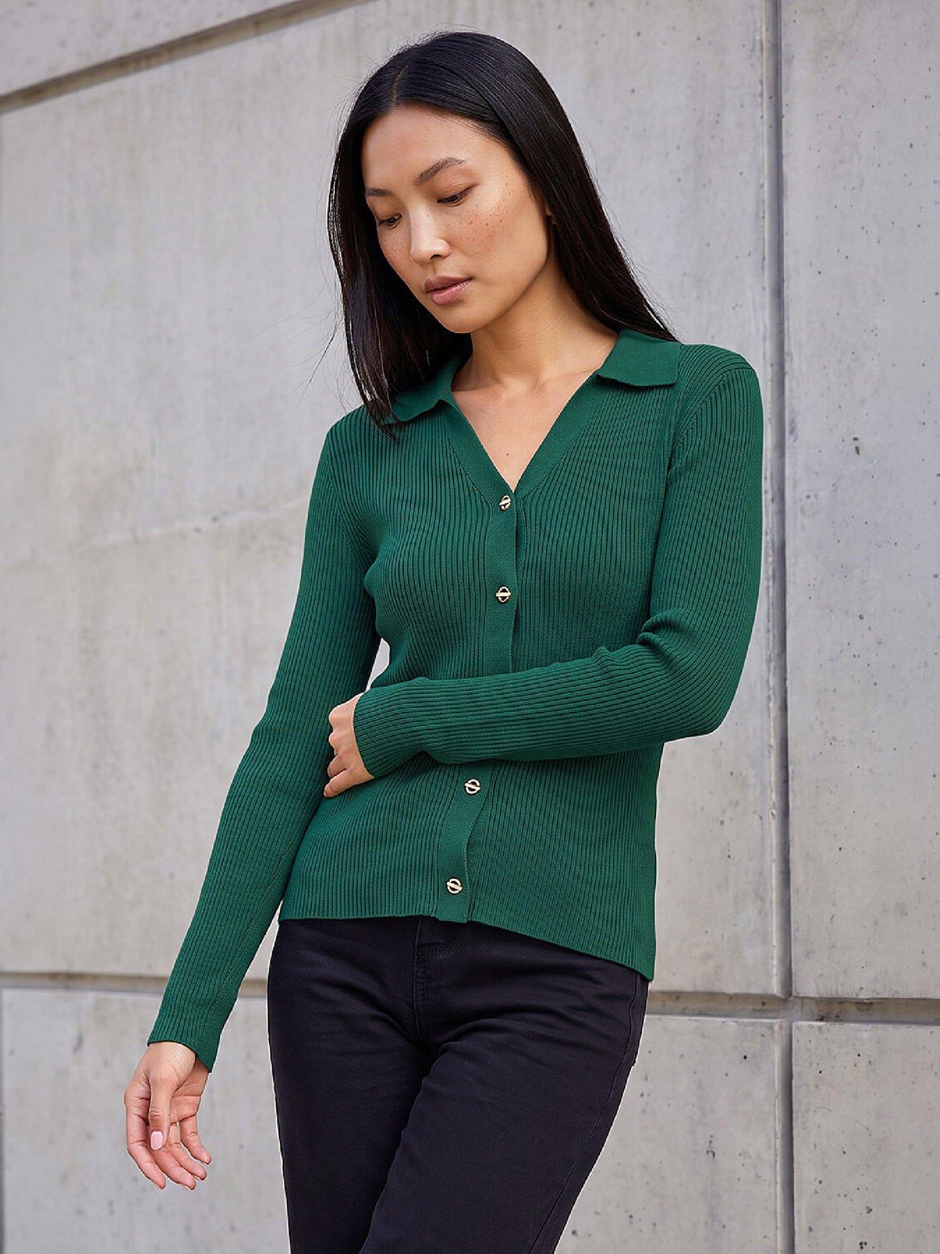 Image 3 of 4 of Roman Buttoned Ribbed Henley Style Knit