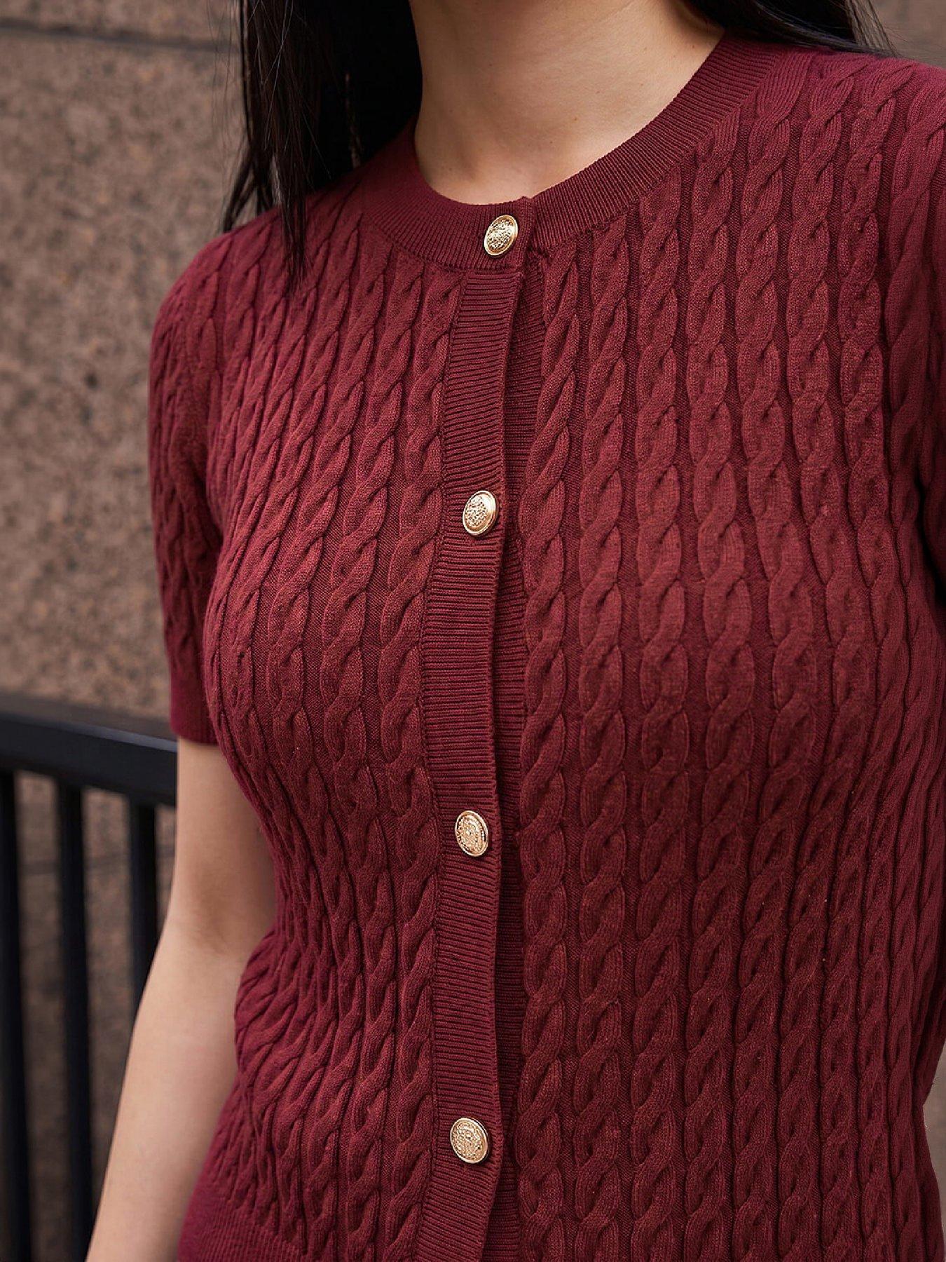 Image 2 of 4 of Roman Dusk Cable Knit Buttoned Top