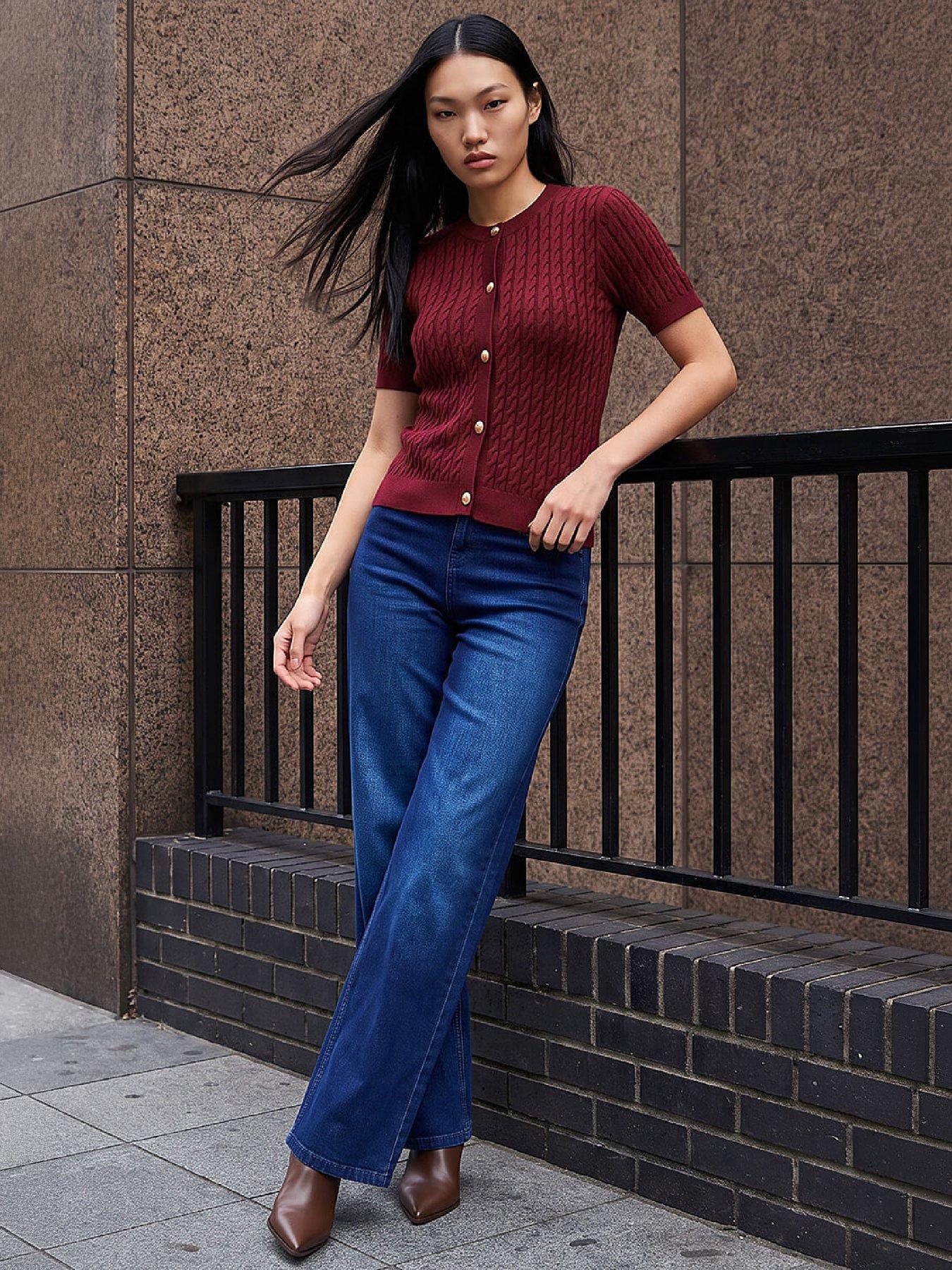 Image 4 of 4 of Roman Dusk Cable Knit Buttoned Top