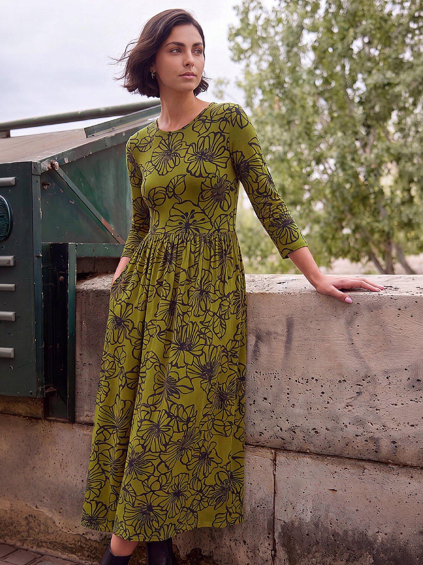 Image 1 of 4 of Roman Printed Round Neck Dress