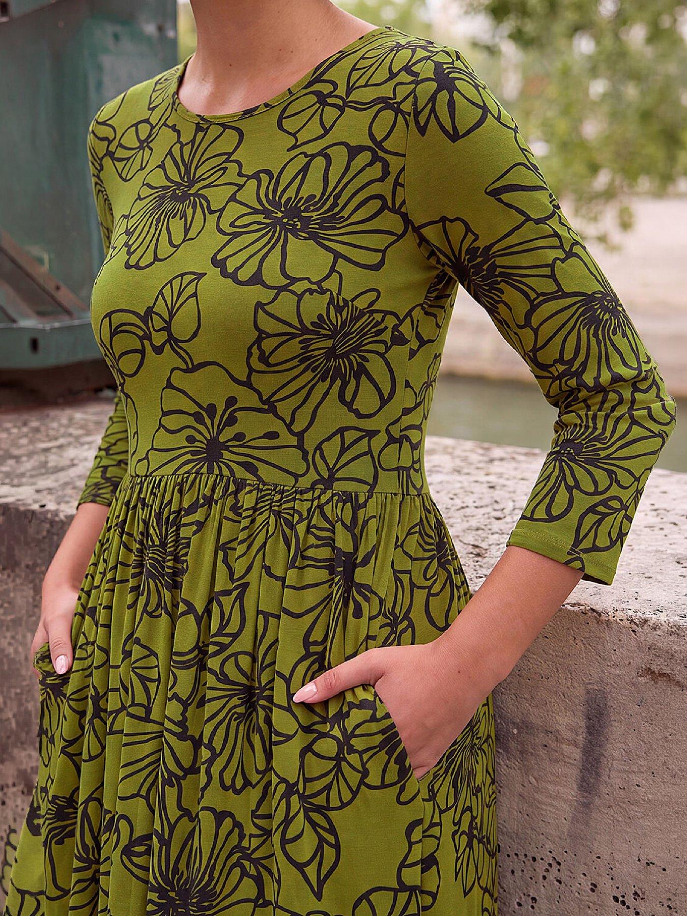 Image 2 of 4 of Roman Printed Round Neck Dress