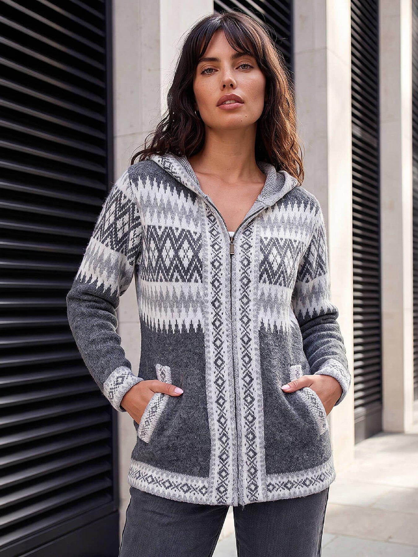 Roman Jacquard Zipped Knit Cardigan