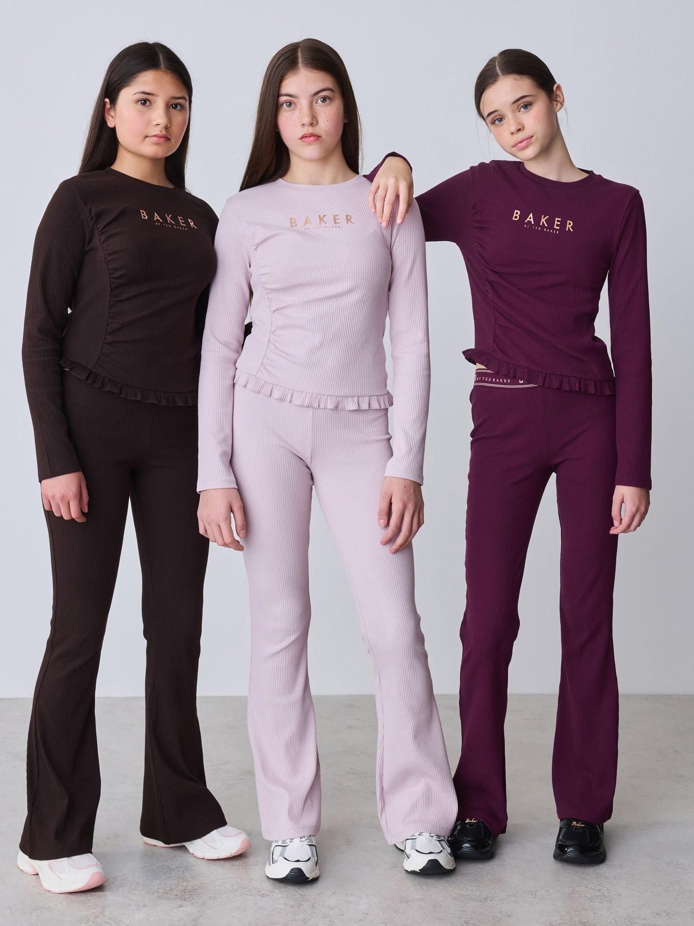 Ted Baker Girls 3 Pack Asymmetric Ribbed Long Sleeve Tops - Multi