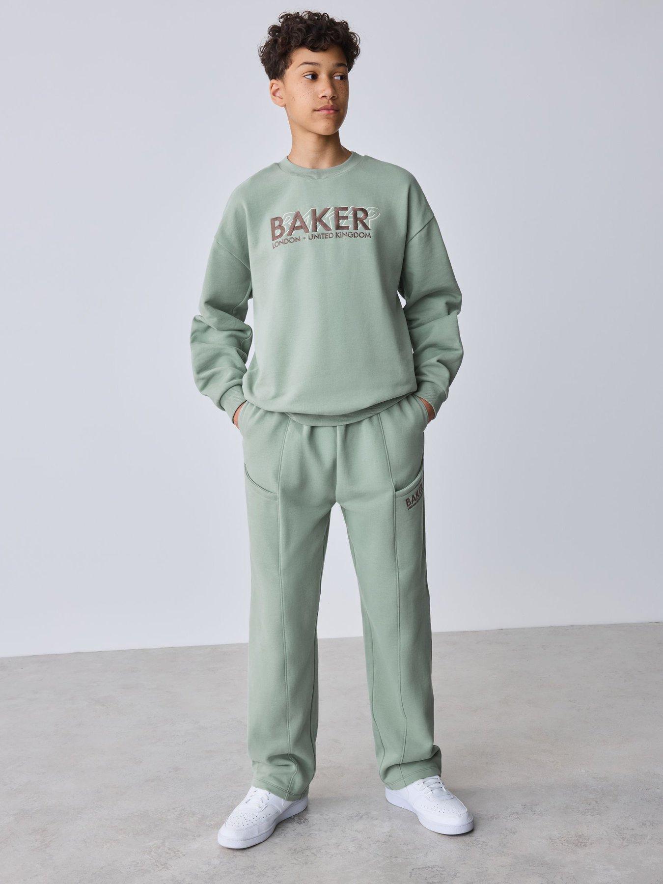 Ted Baker Boys Oversized Logo Sweatshirt Joggers Set - Sage Green