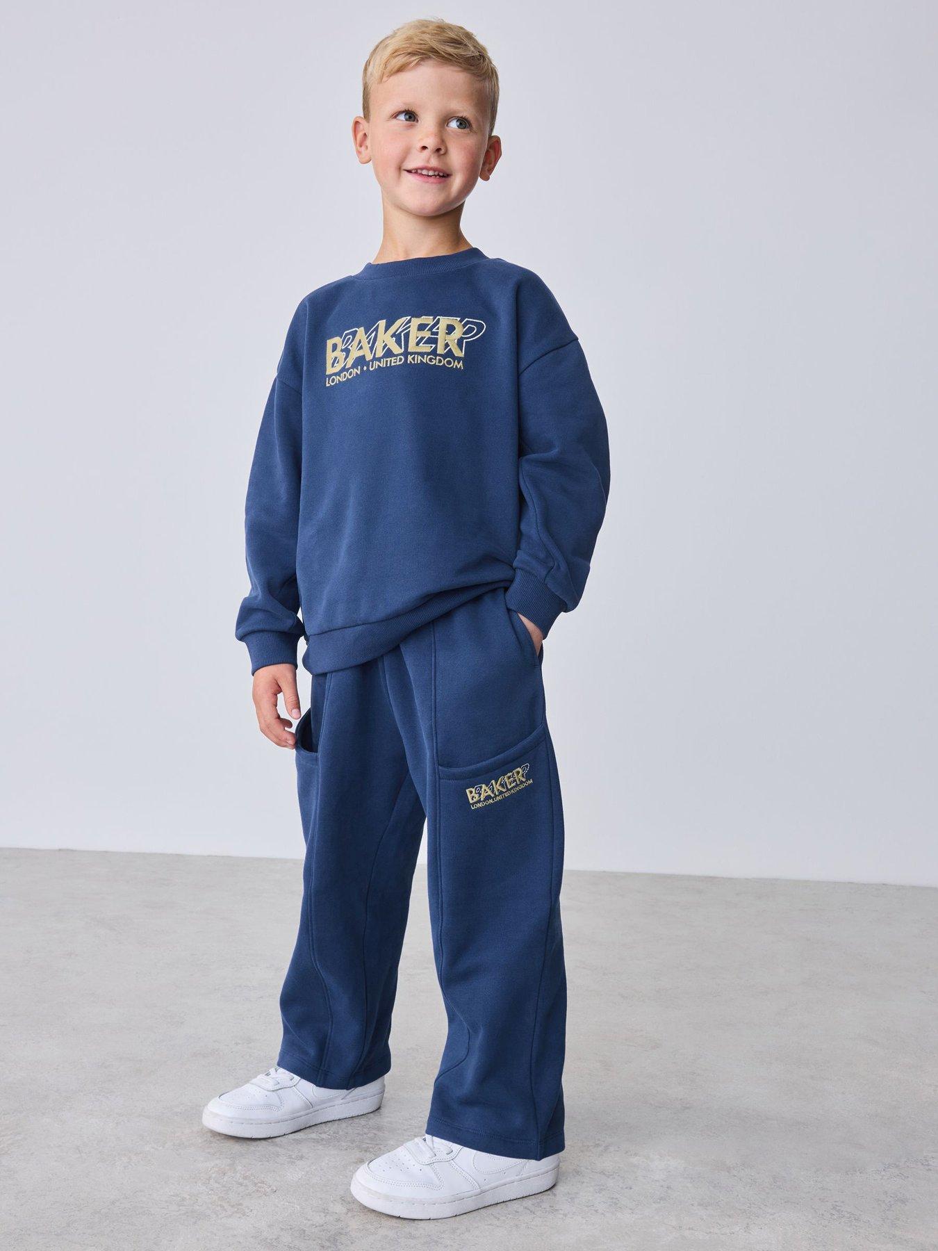 Ted Baker Boys Oversized Sweatshirt And Wide Leg Joggers Set - Blue
