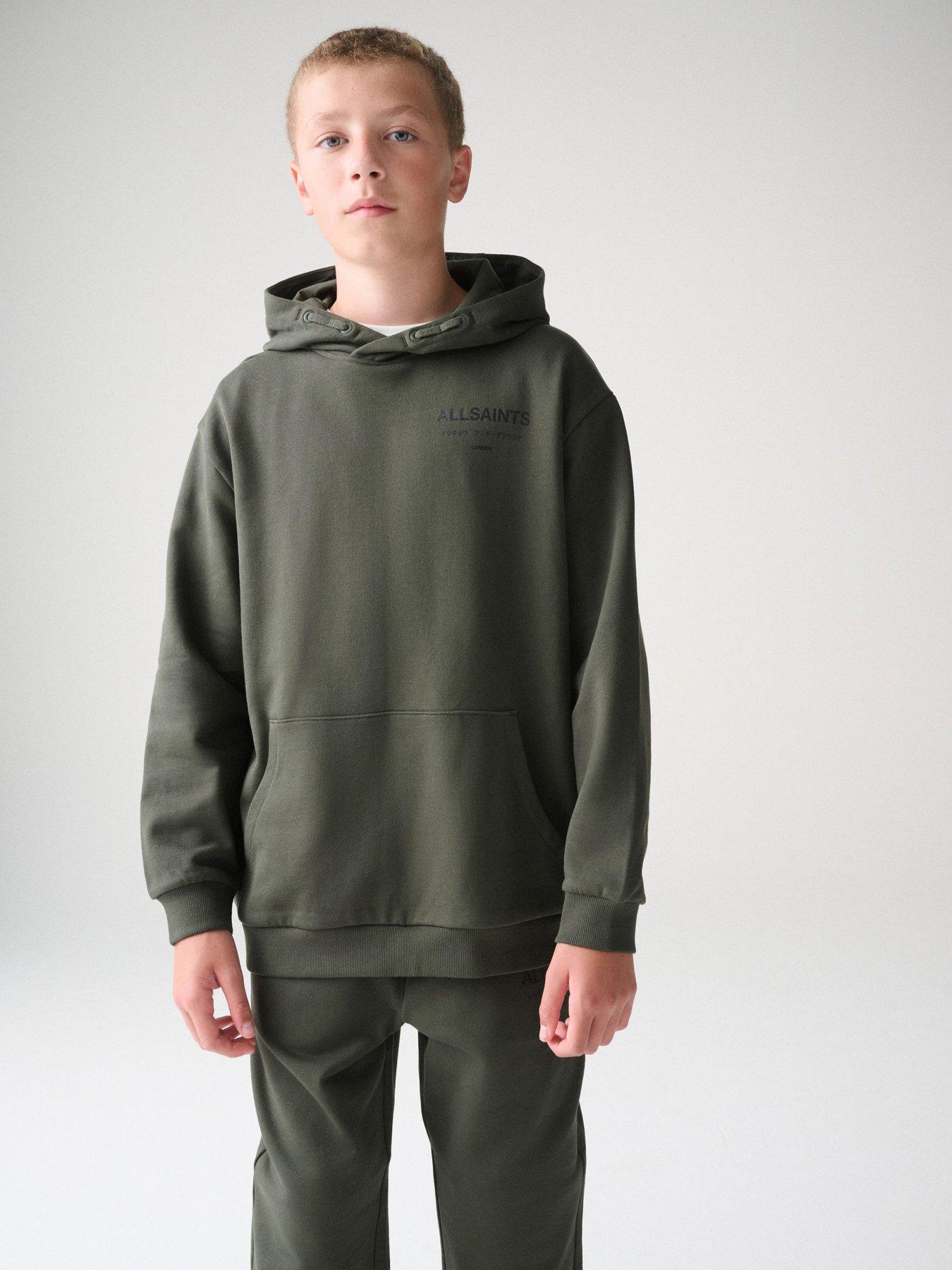 Image 1 of 7 of smALLSAINTS Boys Oversized Underground Pullover Hoodie - Dark Green