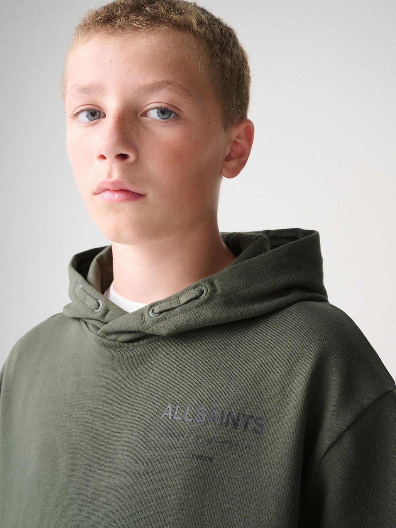 Image 6 of 7 of smALLSAINTS Boys Oversized Underground Pullover Hoodie - Dark Green