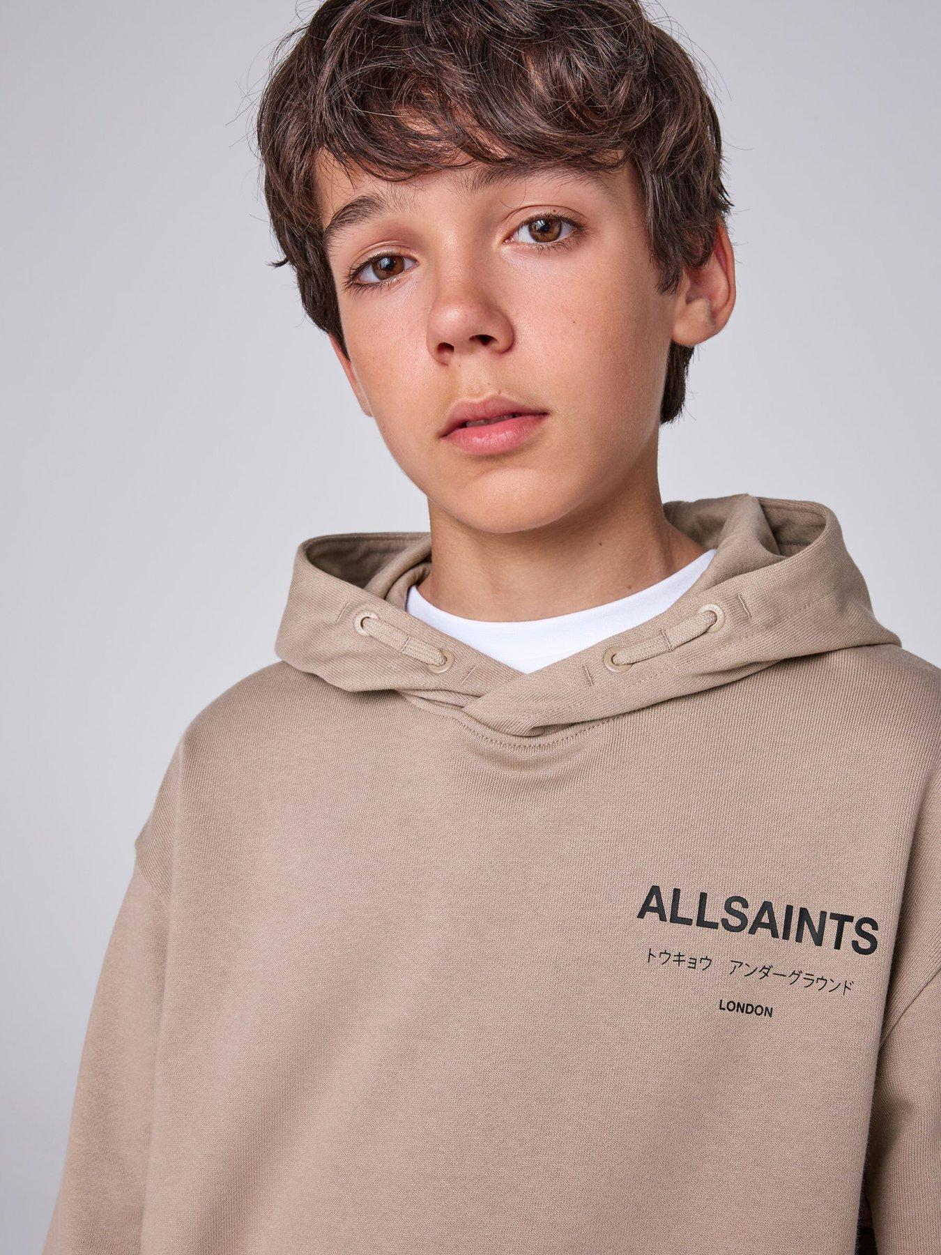 Image 4 of 7 of smALLSAINTS smALLSAINTS Boys Oversized Logo Print Hoodie - Light Brown