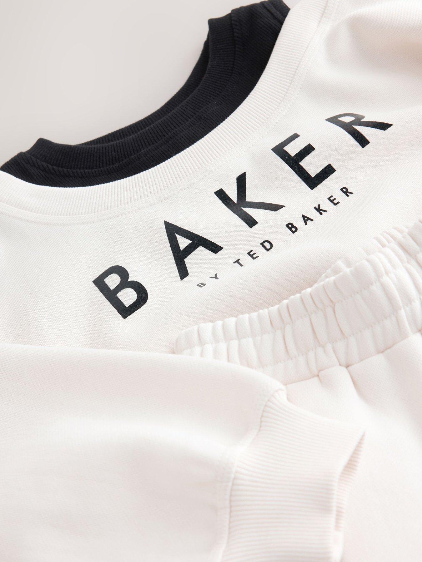 Image 4 of 5 of Ted Baker Girls Off-Shoulder Logo Sweatshirt and Joggers Set - Cream