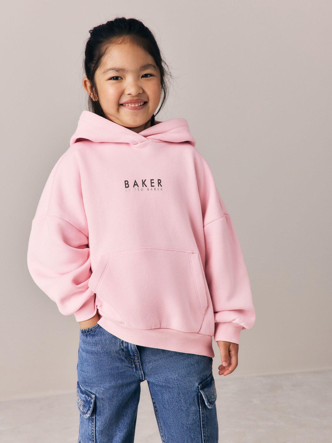 Image 1 of 7 of Ted Baker Girls Oversized Graphic Hoodie - Pink