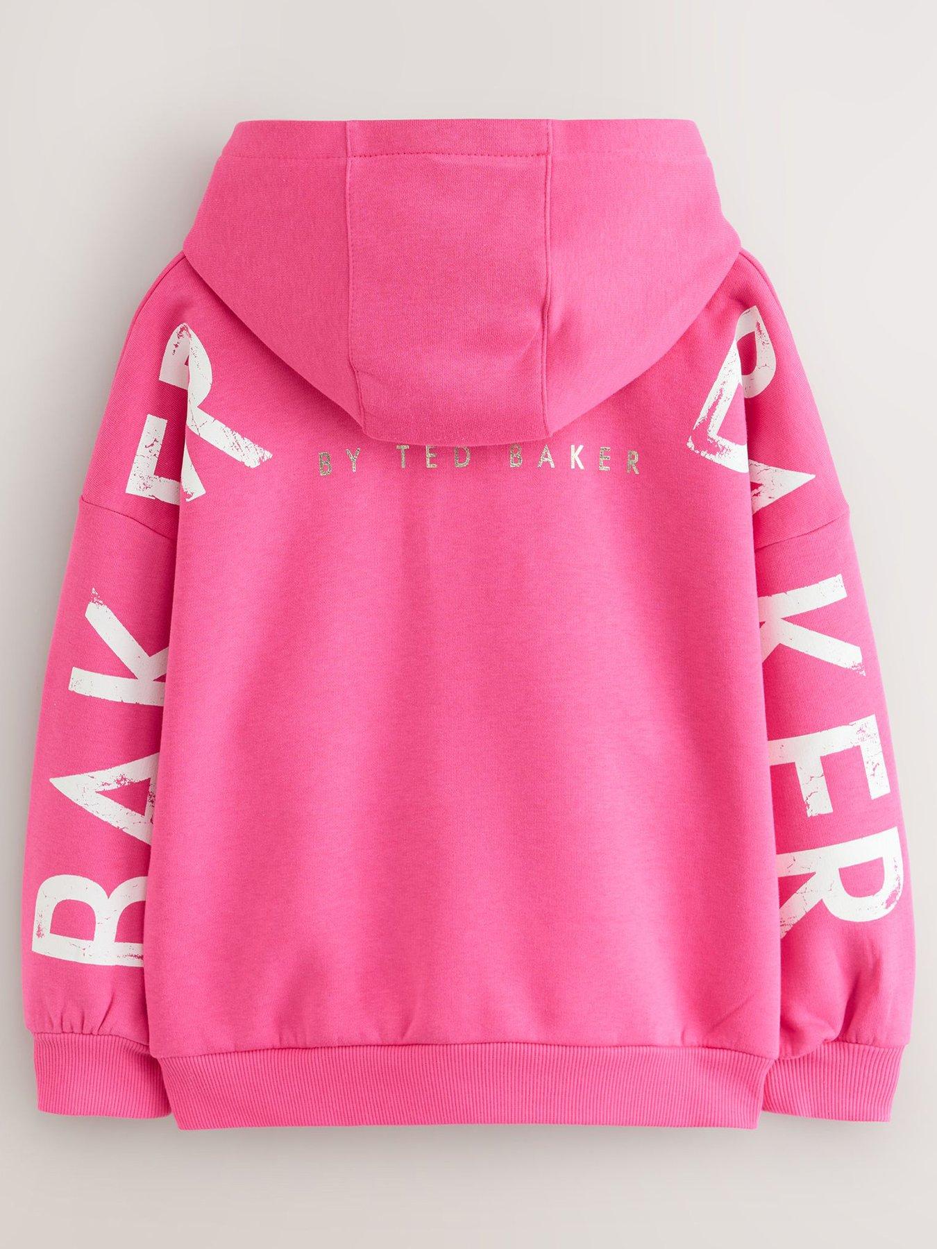 Image 3 of 7 of Ted Baker Girls Oversized Graphic Hoodie - Fuchsia Pink
