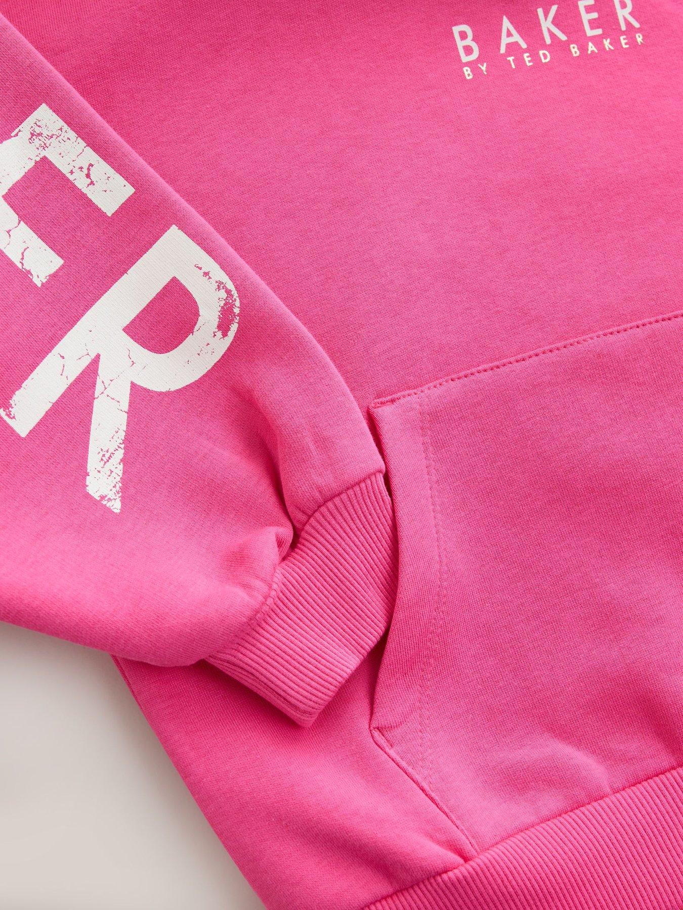 Image 4 of 7 of Ted Baker Girls Oversized Graphic Hoodie - Fuchsia Pink