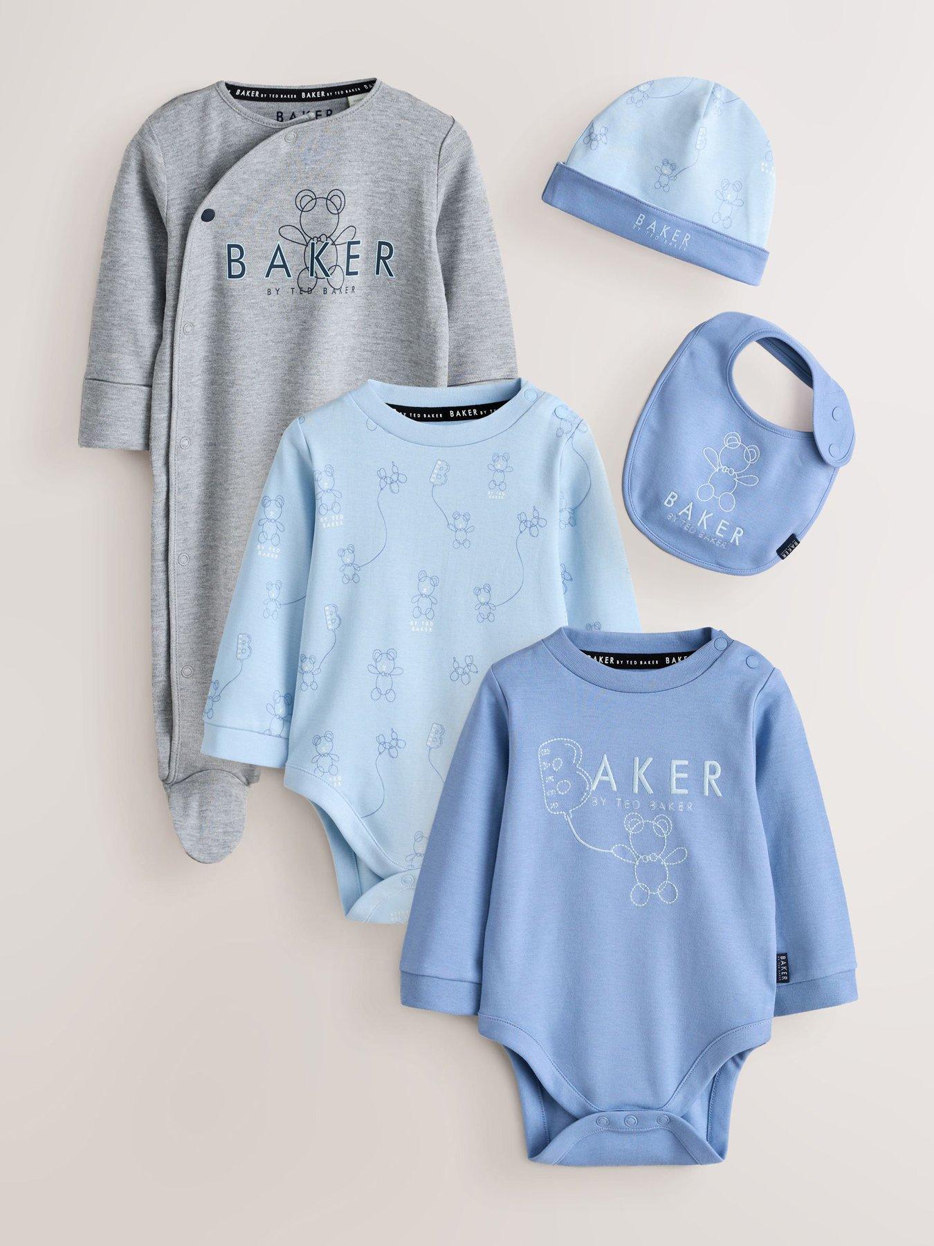 Ted Baker Boys 5 Piece Popper Fastening Branded Sleepsuit Set - Blue