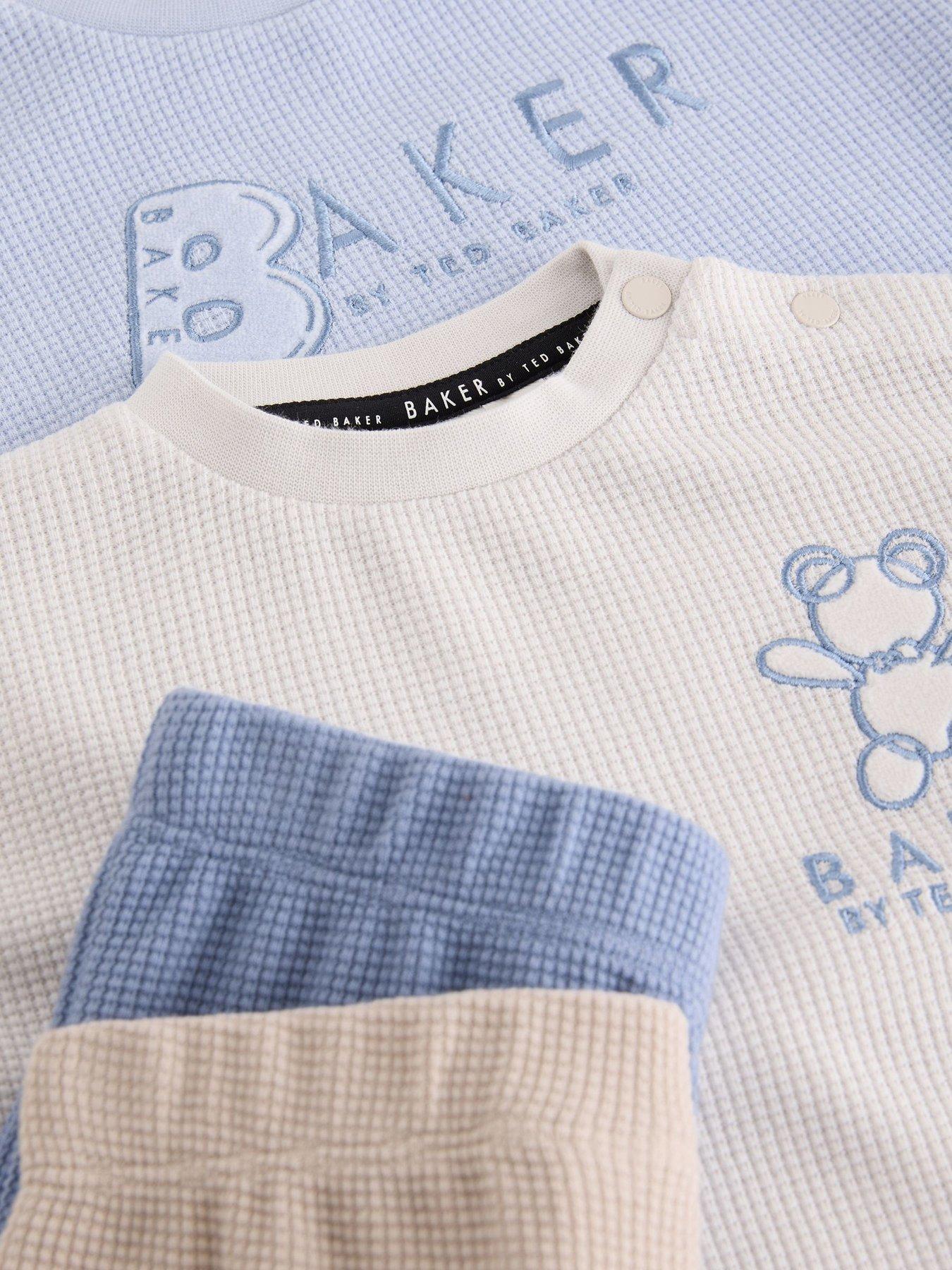 Image 4 of 7 of Ted Baker Baby Boys Waffle Textured 4 Piece Sweatshirt Set - Multi