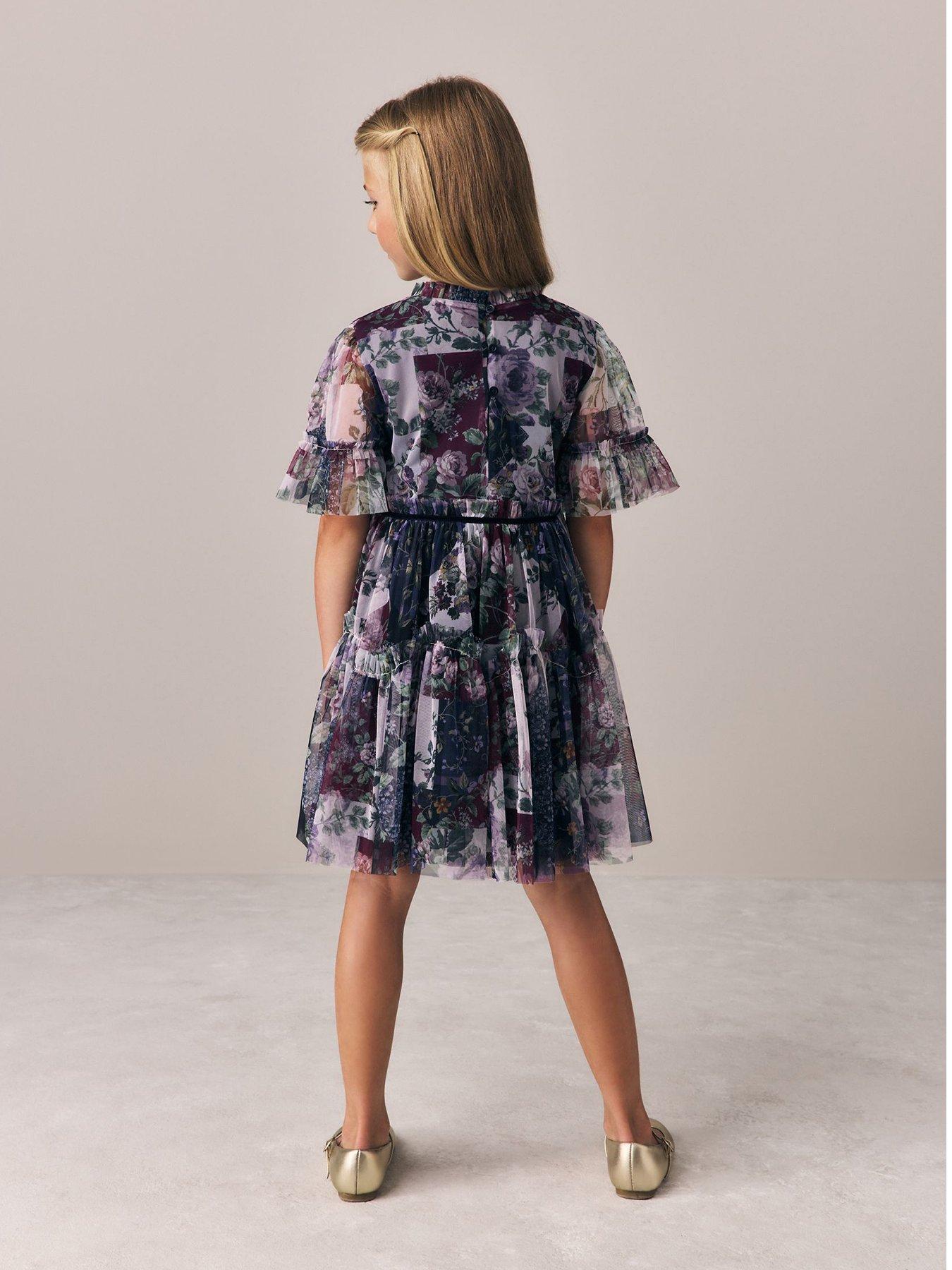 Image 3 of 7 of Laura Ashley Girls Patch Print Tiered Dress - Multi