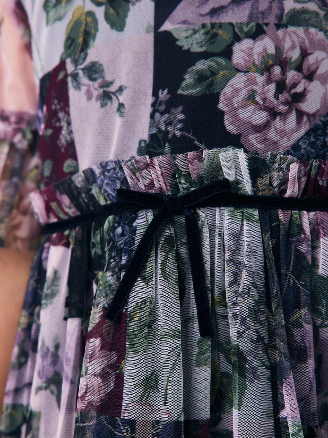 Image 7 of 7 of Laura Ashley Girls Patch Print Tiered Dress - Multi
