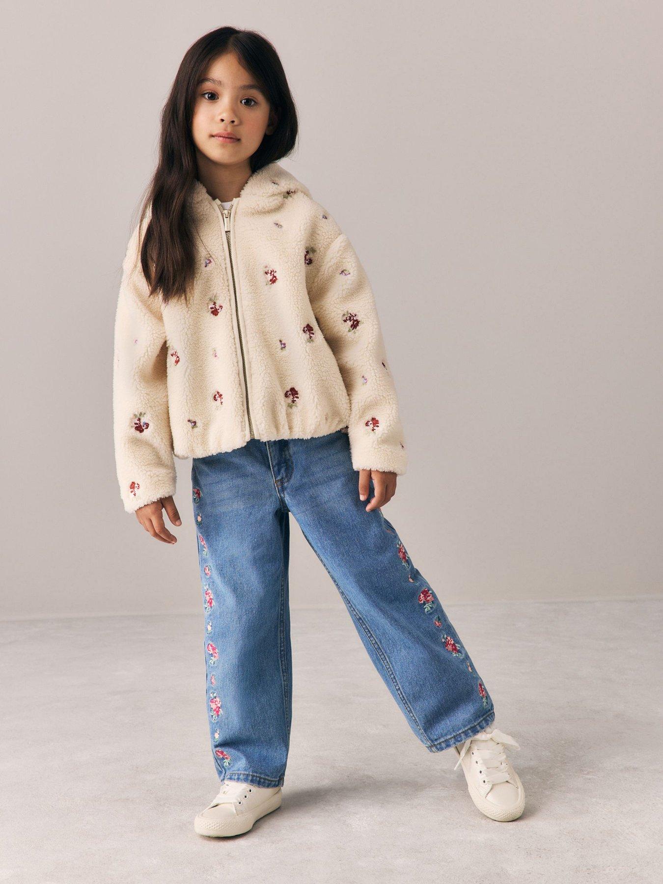 Image 1 of 5 of Laura Ashley Girls Embroidered Hooded Fleece - Off White