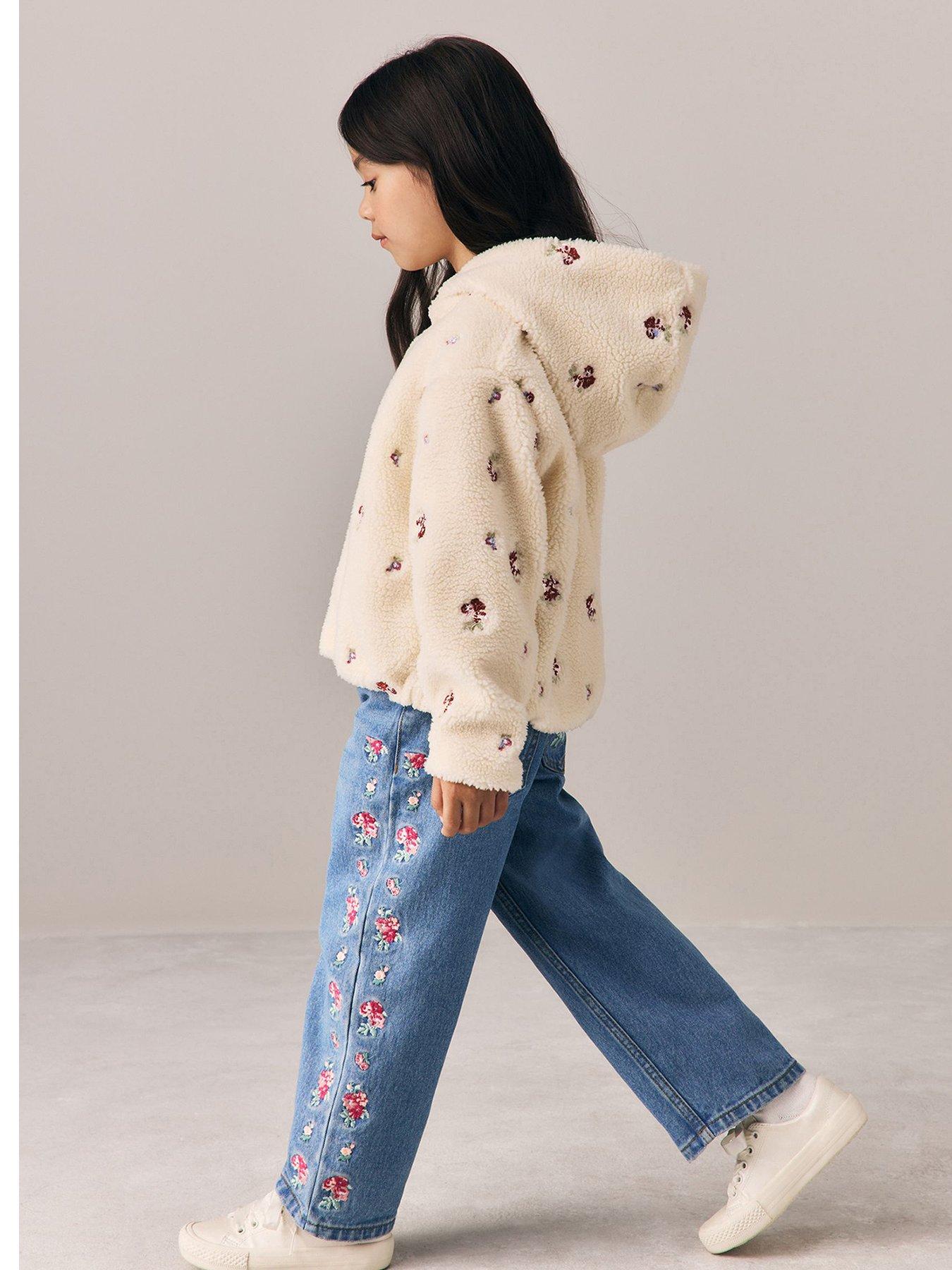 Image 2 of 5 of Laura Ashley Girls Embroidered Hooded Fleece - Off White