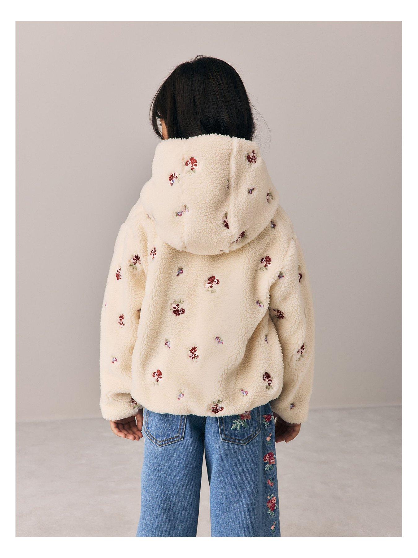 Image 3 of 5 of Laura Ashley Girls Embroidered Hooded Fleece - Off White