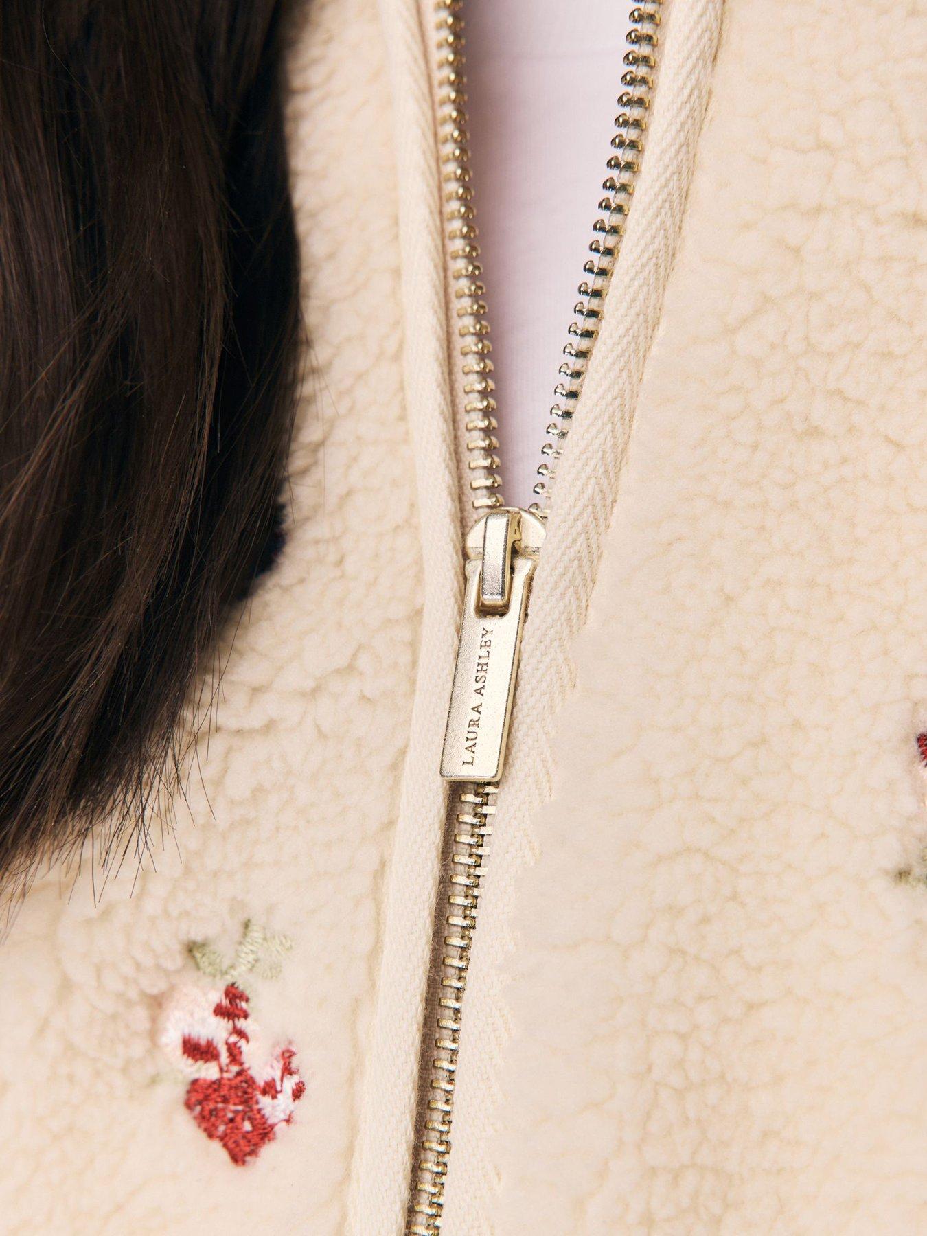 Image 5 of 5 of Laura Ashley Girls Embroidered Hooded Fleece - Off White