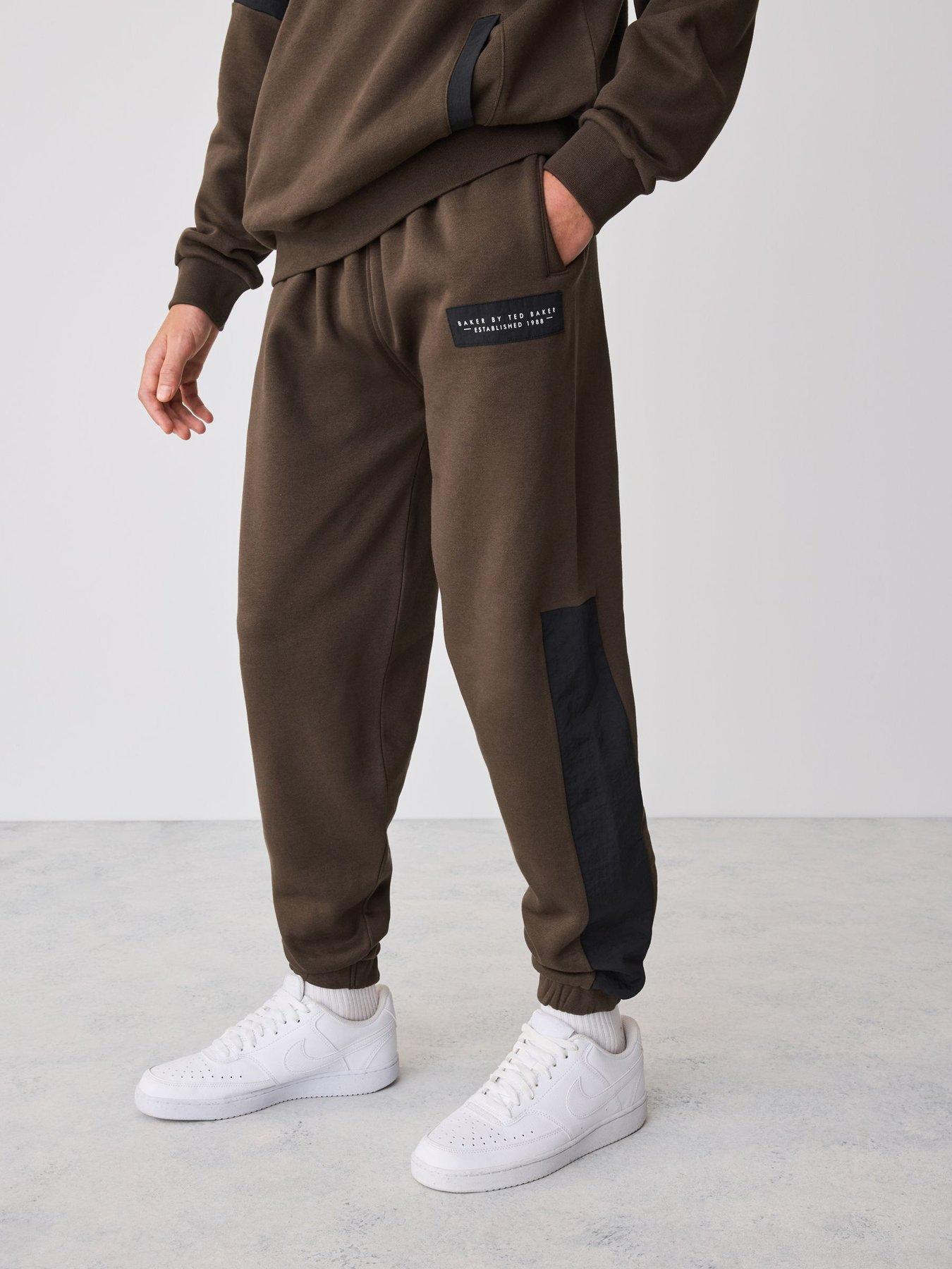 Image 4 of 6 of Ted Baker Boys Oversized Nylon Sweatshirt And Joggers Set - Brown/black