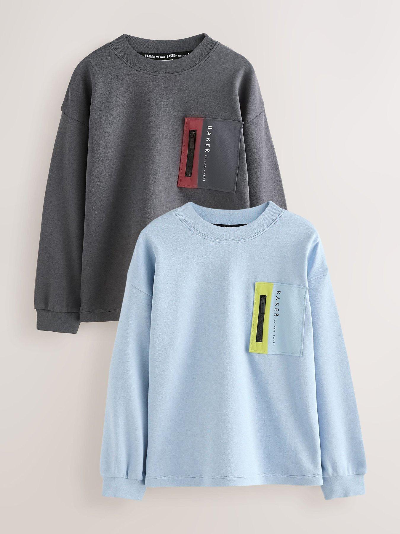 Image 1 of 7 of Ted Baker Boys 2 Pack Pocket Long Sleeve Sweatshirts - Multi