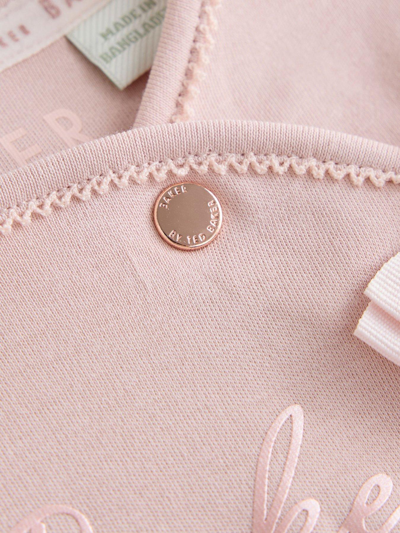 Image 3 of 6 of Ted Baker Baby Girls 3 Pack Bow Detail Sleepsuits - Light Pink
