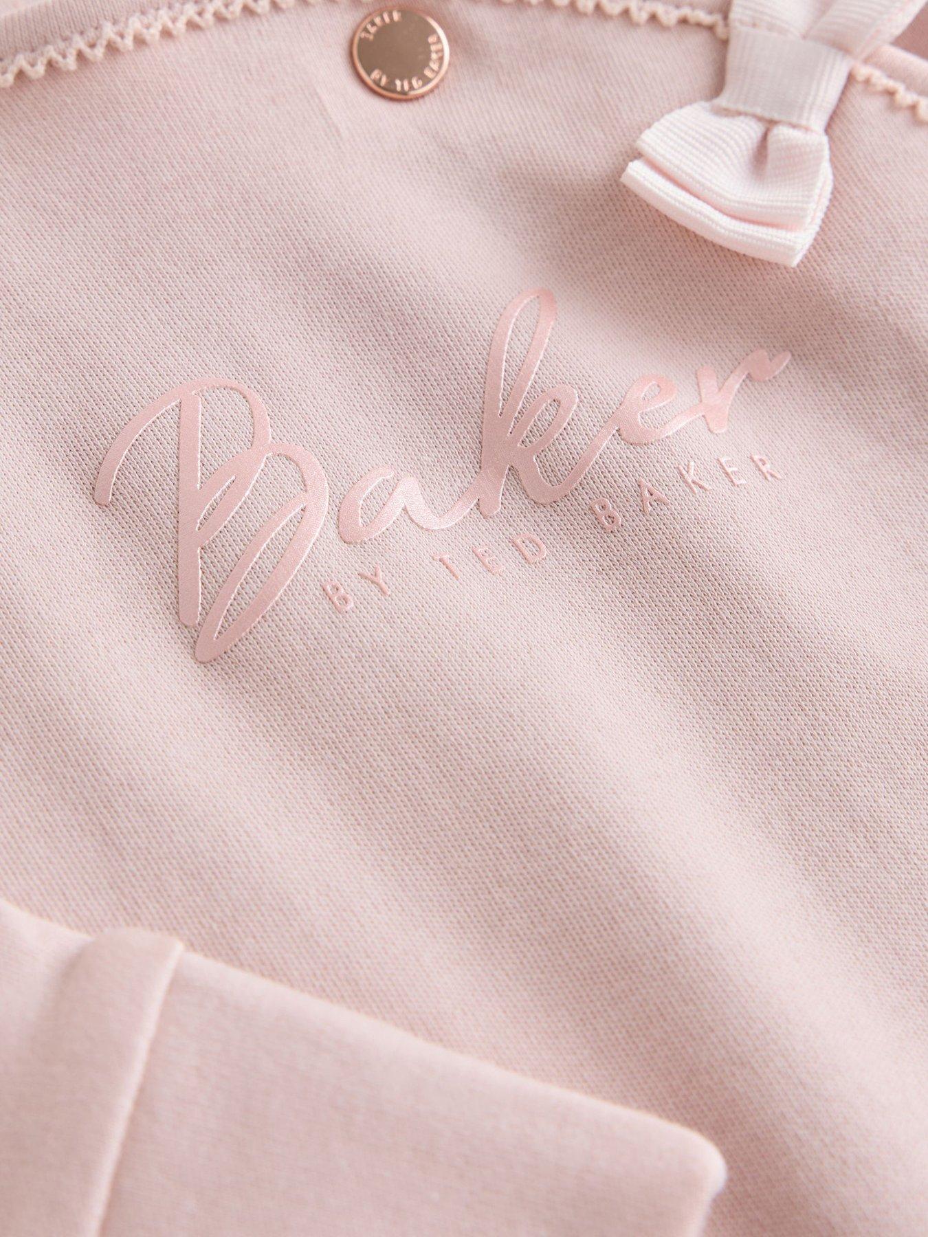 Image 4 of 6 of Ted Baker Baby Girls 3 Pack Bow Detail Sleepsuits - Light Pink