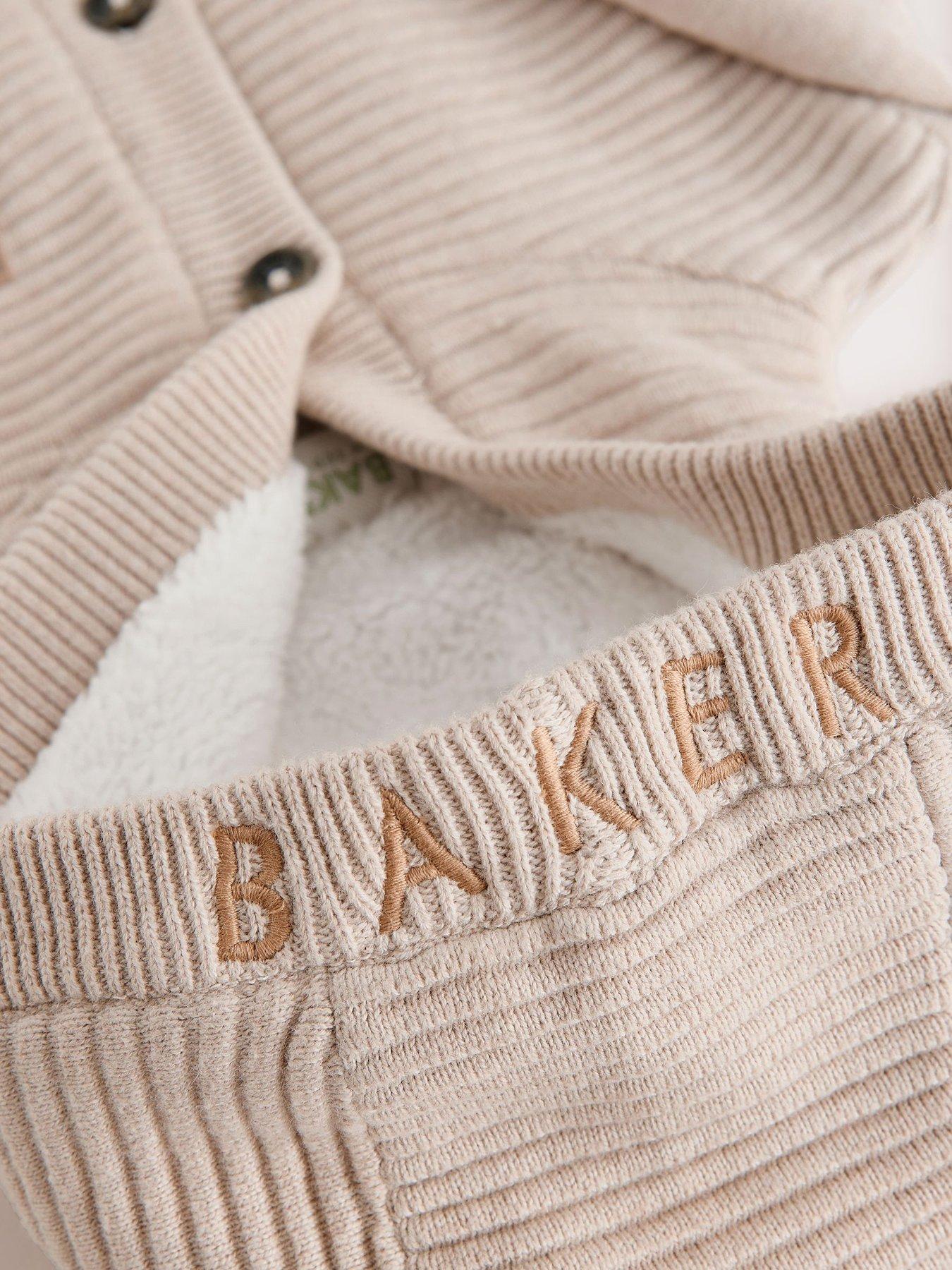 Image 4 of 6 of Ted Baker Baby Unisex Knitted Hooded Lined Romper - Stone